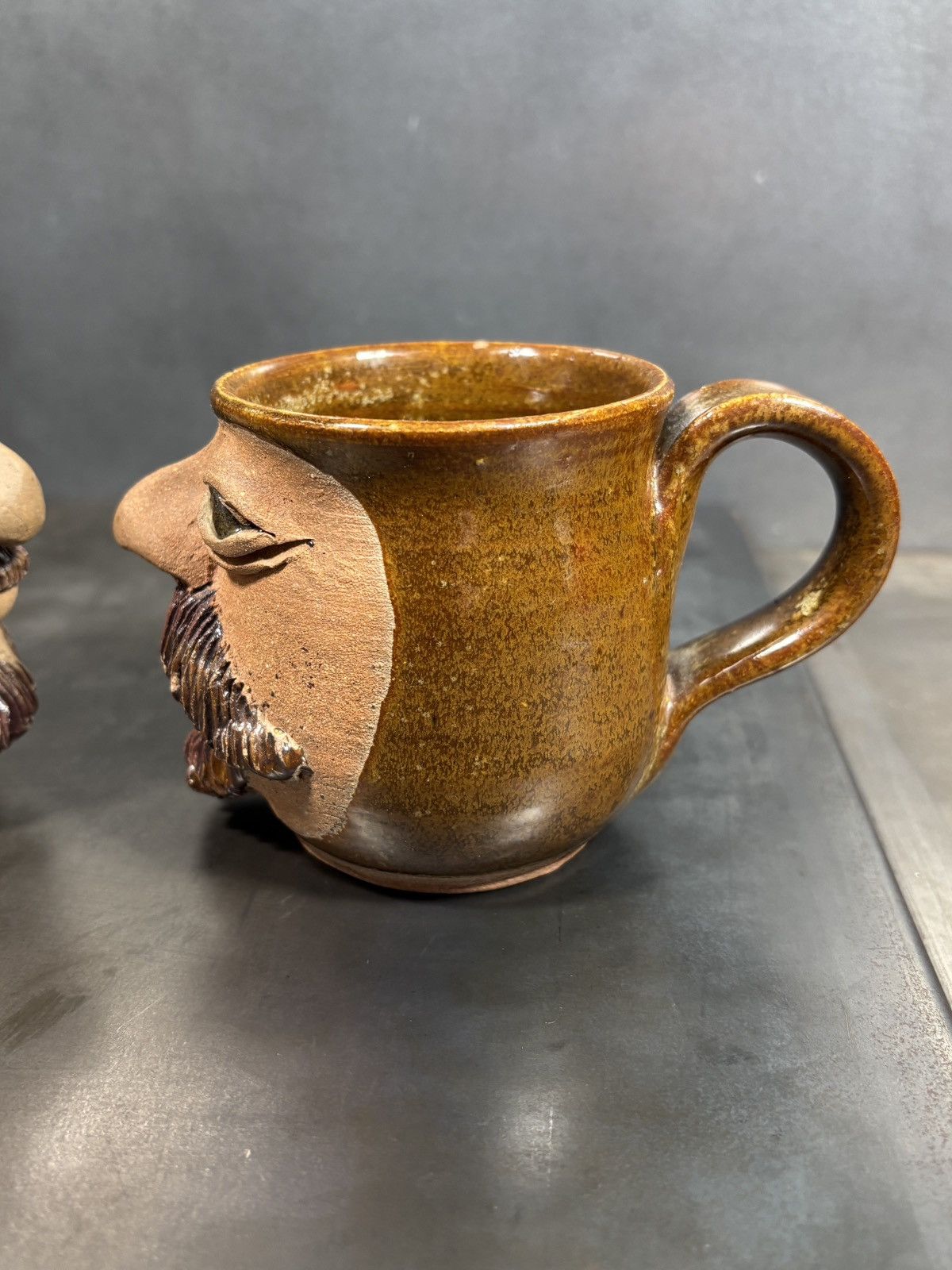Vintage 1970s Stoneware Mugs Cobalt Pottery Canada Novelty Faces Cup Size ONE SIZE - 8 Thumbnail