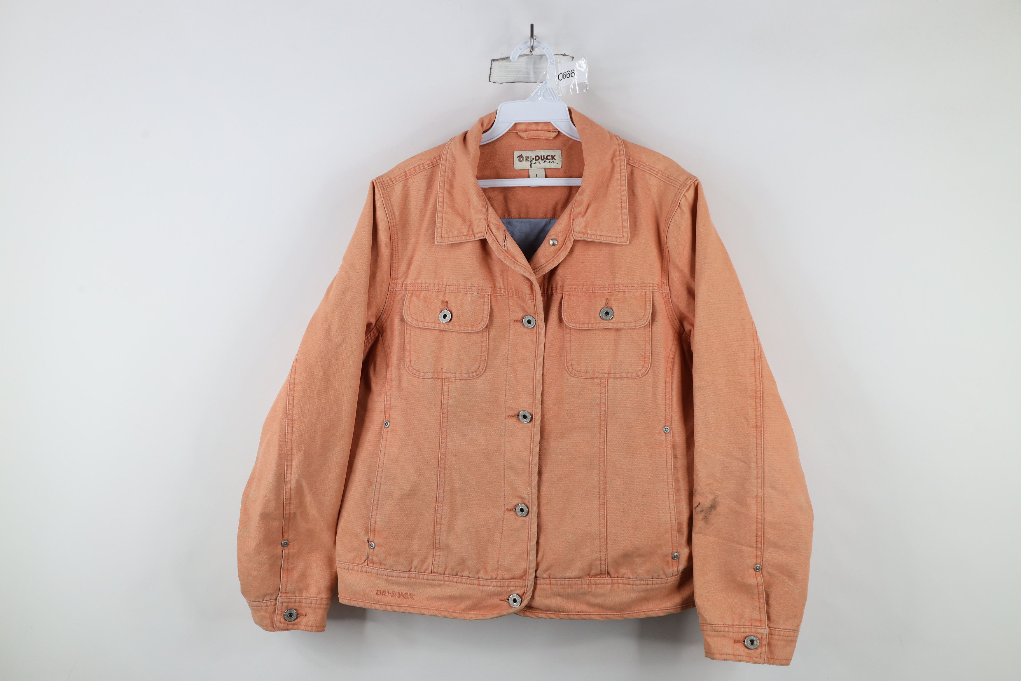 Vintage Vintage Y2K Streetwear Canvas Trucker Jacket Coral Pink Size L / US 10 / IT 46 - 1 Thumbnail