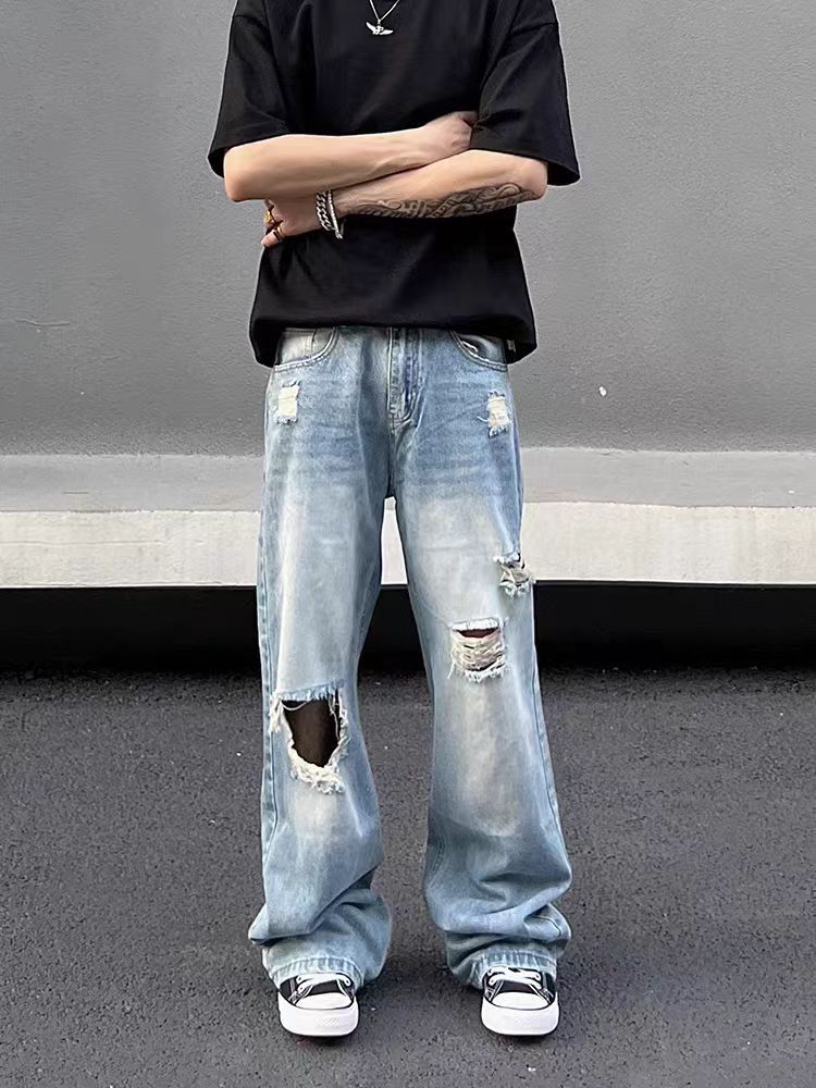 Hip Hop Street Vintage Washed Loose Ripped Jeans