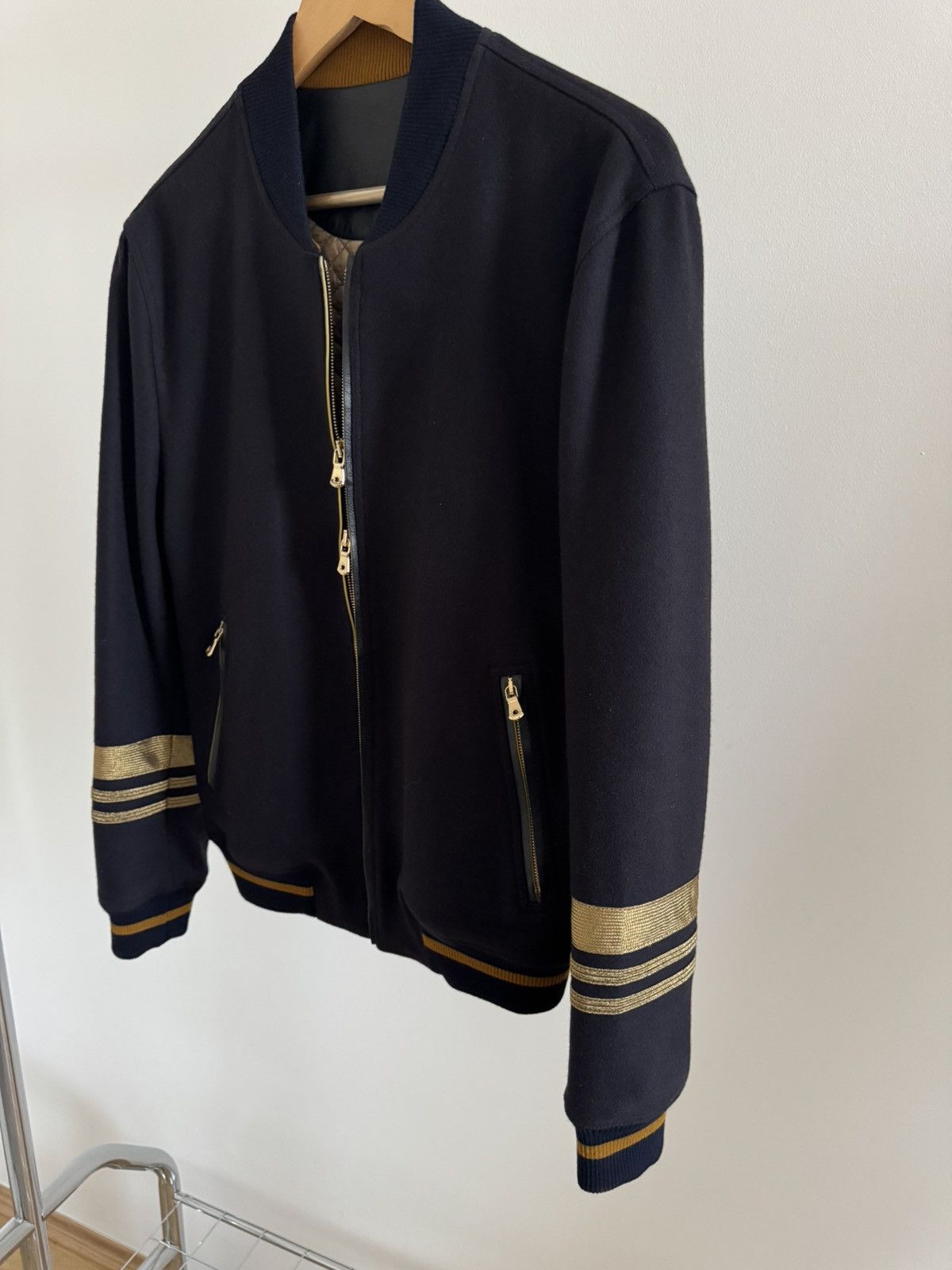 Dolce & Gabbana Luxury Wool Jacket with Gold Stitching Size US M / EU 48-50 / 2 - 2 Thumbnail