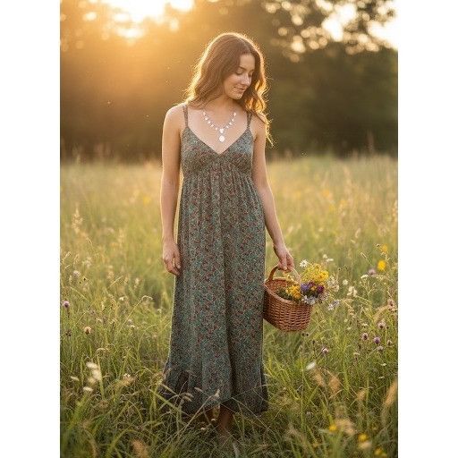 Billabong VTG Billabong Floral Strappy Back Maxi Dress | Coastal Boho Size L / US 10 / IT 46 - 1 Thumbnail