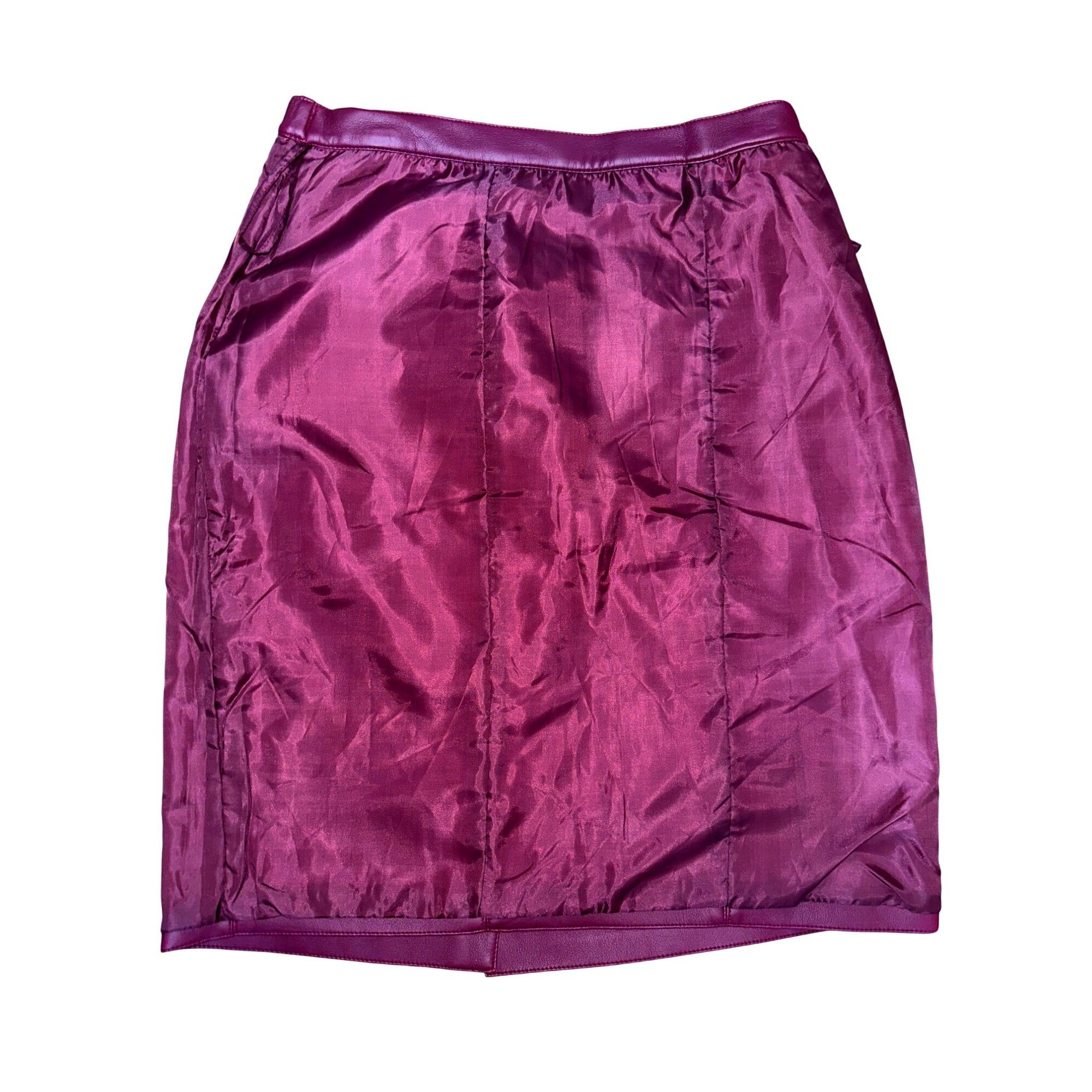 Other CCC Vintage Burgundy Faux Leather Pencil Skirt Decorative Bu Size 34" / US 12 / IT 48 - 4 Thumbnail