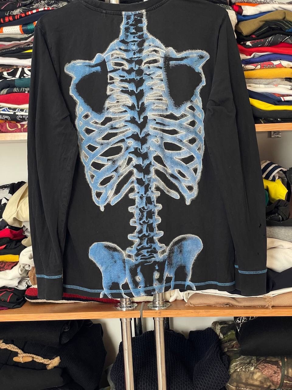 Vintage Y2K Crazy skull Bones Faded Printed longsleeve All Over Rare Size US M / EU 48-50 / 2 - 11 Thumbnail