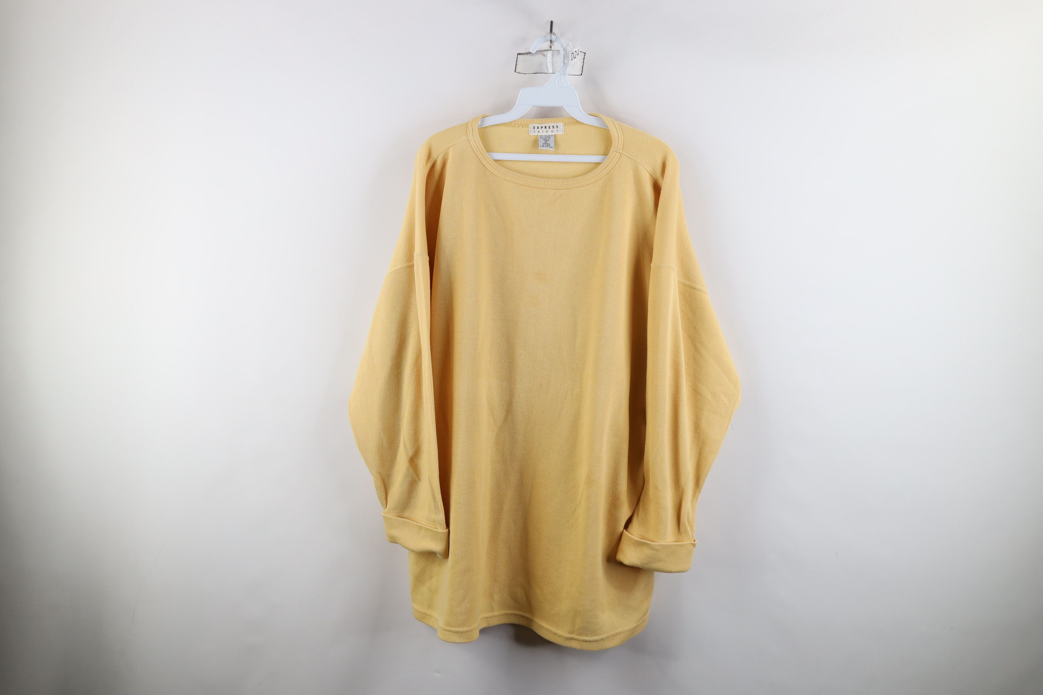 Express × Vintage Vintage 90s Express Ribbed Knit 3/4 Sleeve T-Shirt Yellow Size XL / US 12-14 / IT 48-50 - 1 Thumbnail