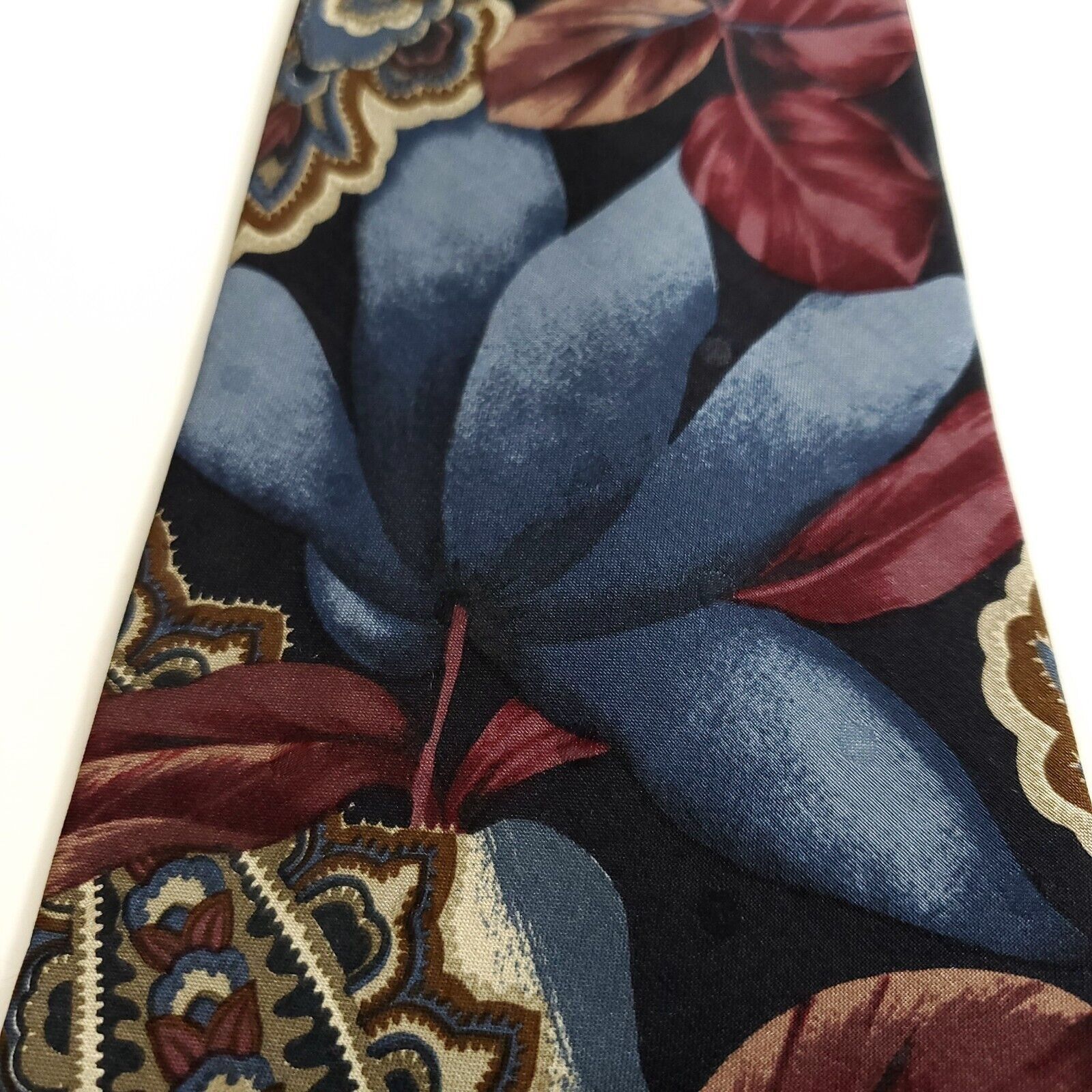 Robert Talbott Robert Talbott Omaggio Floral Print Blue Red Wide Silk Tie Size ONE SIZE - 2 Thumbnail