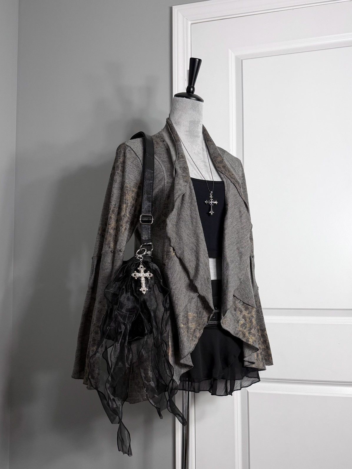 Other Vintage Mischa Leopard Print Gold Studded Ruffle Cardigan Size M / US 6-8 / IT 42-44 - 8 Thumbnail