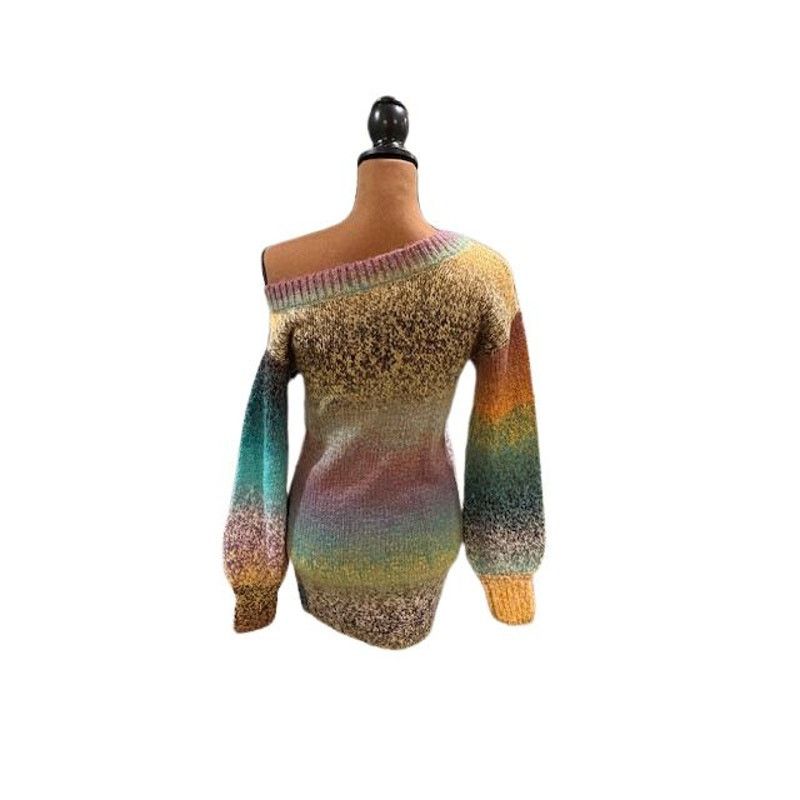 Ramy Brook Ramy Brook Off-the-Shoulder Sweater Dress in Blue Multi Size XS / US 0-2 / IT 36-38 - 4 Thumbnail