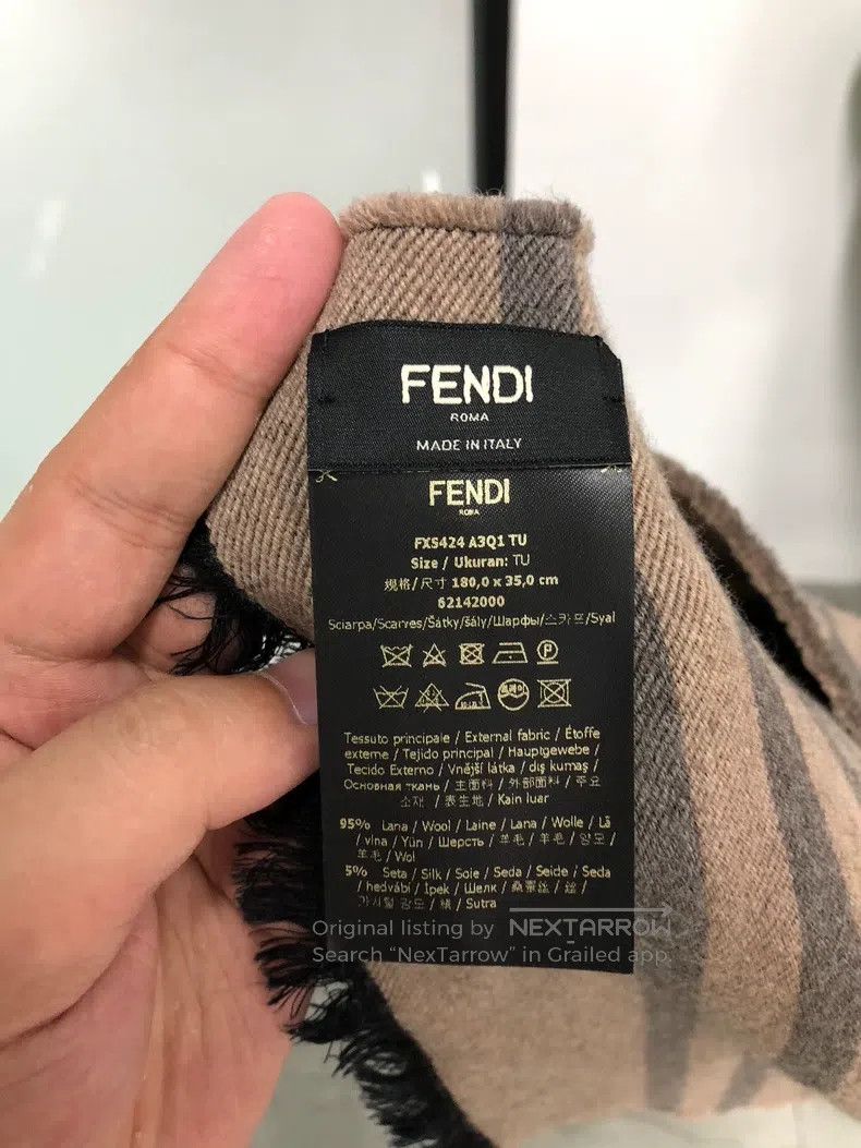 Fendi Fendi size 180*35 cm Embroidered Monogram Scarf - Brown Size ONE SIZE - 2 Thumbnail