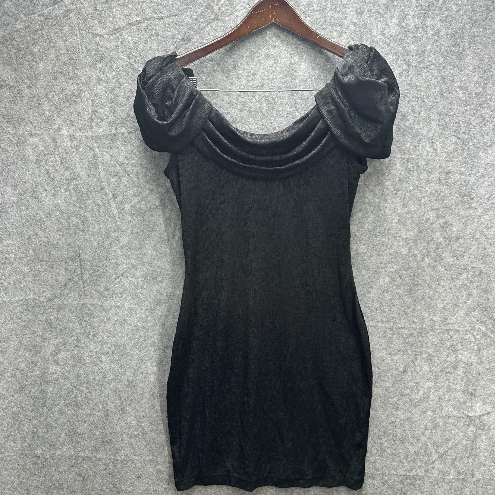 Vintage VINTAGE A La Carte Dress Womens 11-12 Black Cowl Neck Ruched Party Mini 80s Size XL / US 12-14 / IT 48-50 - 2 Thumbnail