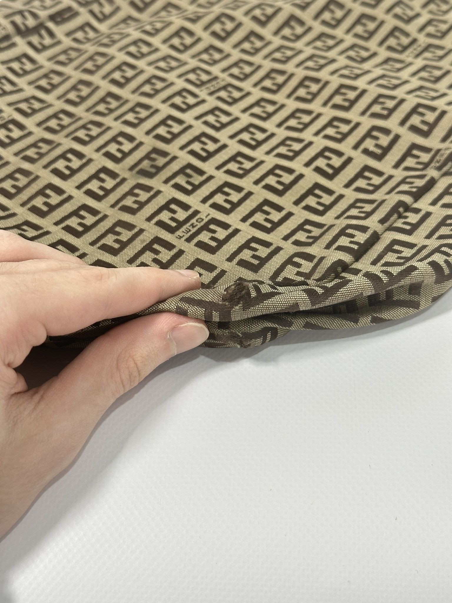 Fendi Fendi Zucchino Tote Bag Vintage FF Monogram Logo Cloth Beige Size ONE SIZE - 5 Thumbnail