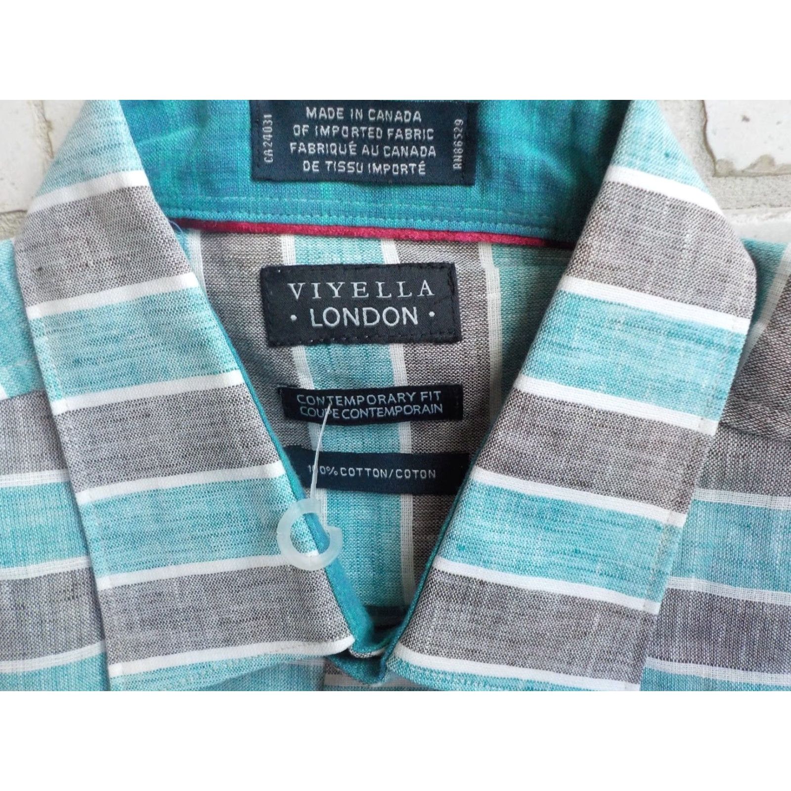 Vintage Viyella Shirt Turquoise Gray 100% Cotton Striped Button-Front Button-Down M Mens Sized Shirt Size US M / EU 48-50 / 2 - 3 Thumbnail