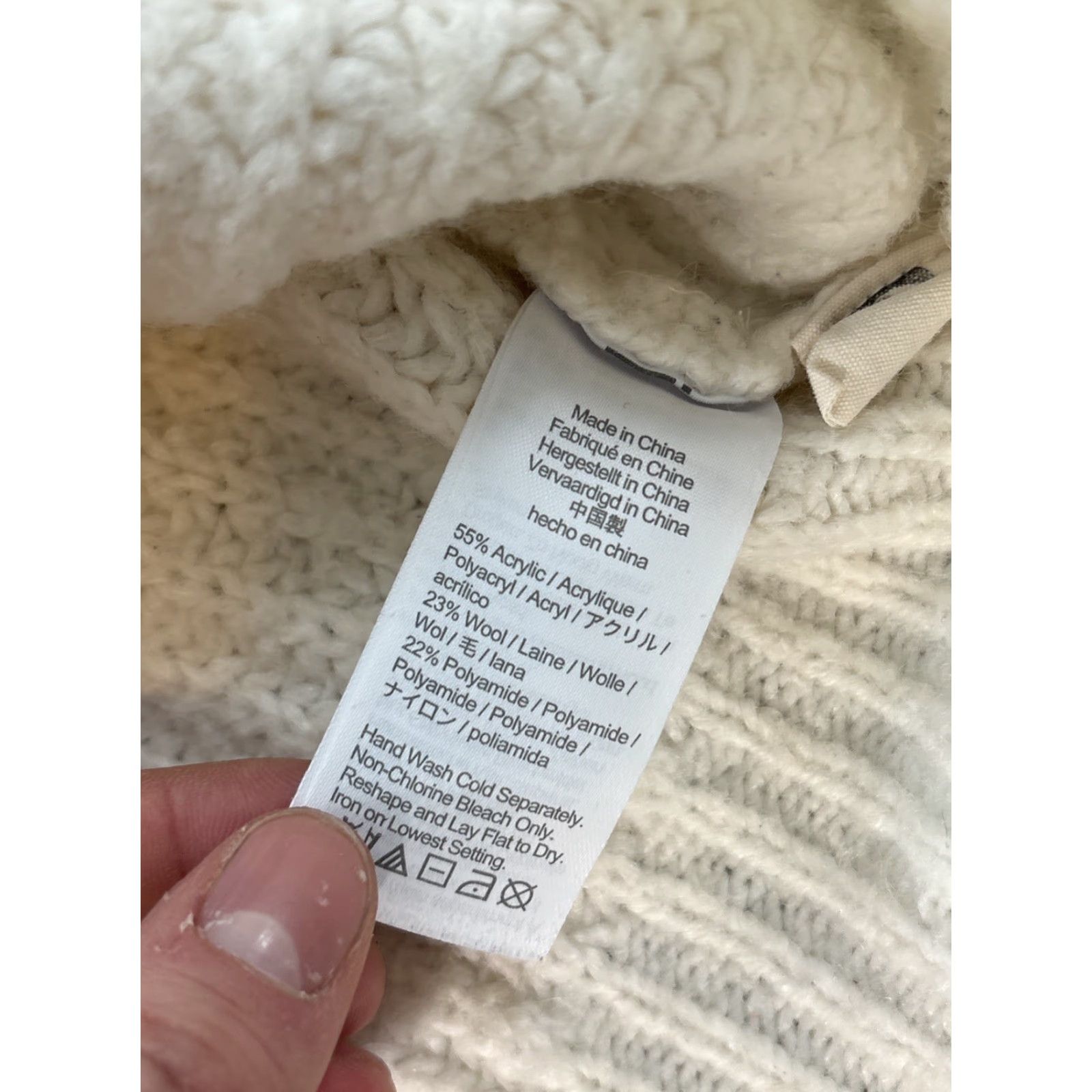 Madewell Madewell Sweater Women’s XL White Chunky-Knit Wool-Blend Mock Neck Fisherman Sweatshirt Pullover Women's Size XL / US 12-14 / IT 48-50 - 5 Thumbnail