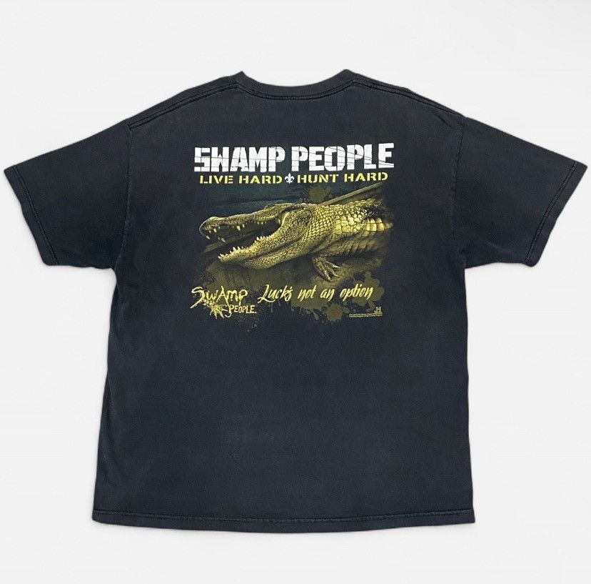 AAA Y2K swamp people live hard hunt hard alligator black T-shirt Size US XL / EU 56 / 4 - 1 Thumbnail