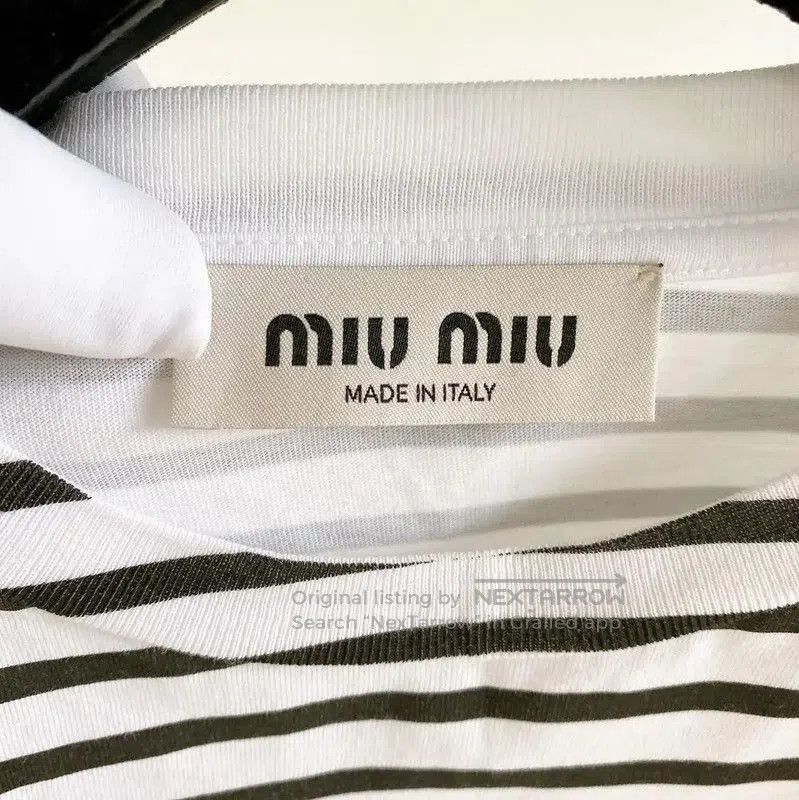 Miu Miu Miu Miu Black and White Striped Crop T-Shirt . Size S / US 4 / IT 40 - 7 Thumbnail