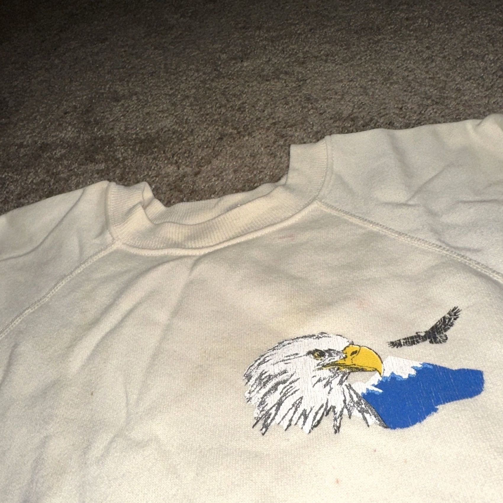 Vintage VINTAGE Sweatshirt Mens Medium Crewneck Motorcycle Biker USA 80s Cream Eagle Graphic Print Size US M / EU 48-50 / 2 - 4 Thumbnail
