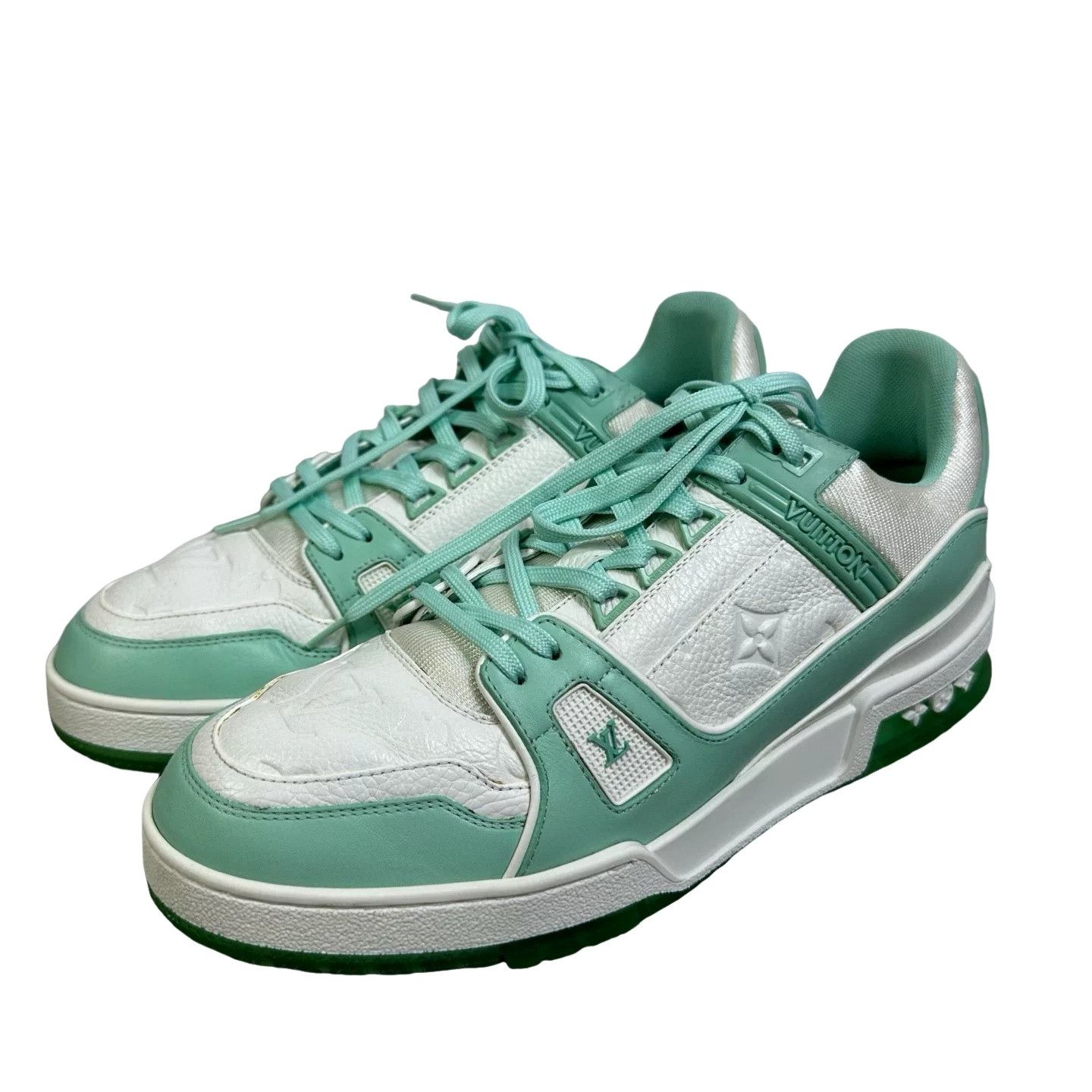 Louis Vuitton Louis Vuitton Trainer Low Top Sneakers Green Size 8.5 Size US 8.5 / EU 41-42 - 1 Thumbnail