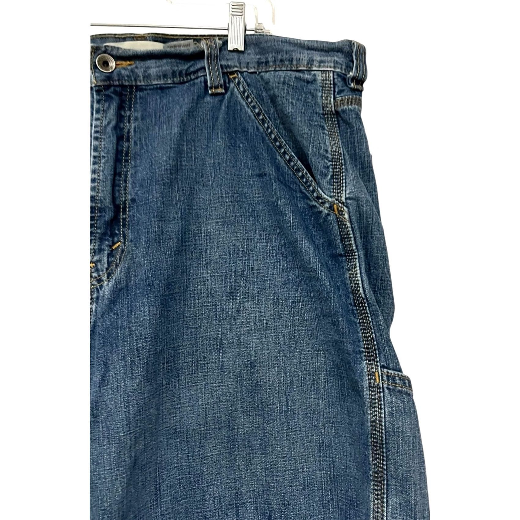 Denime VINTAGE Levi’s Carpenter Shorts Jorts Mens 40 11” Inseam Blue Denim Baggy 90s Y2K Grunge Skater Motorcyclist Casual Mens Size US 40 / EU 56 - 2 Thumbnail