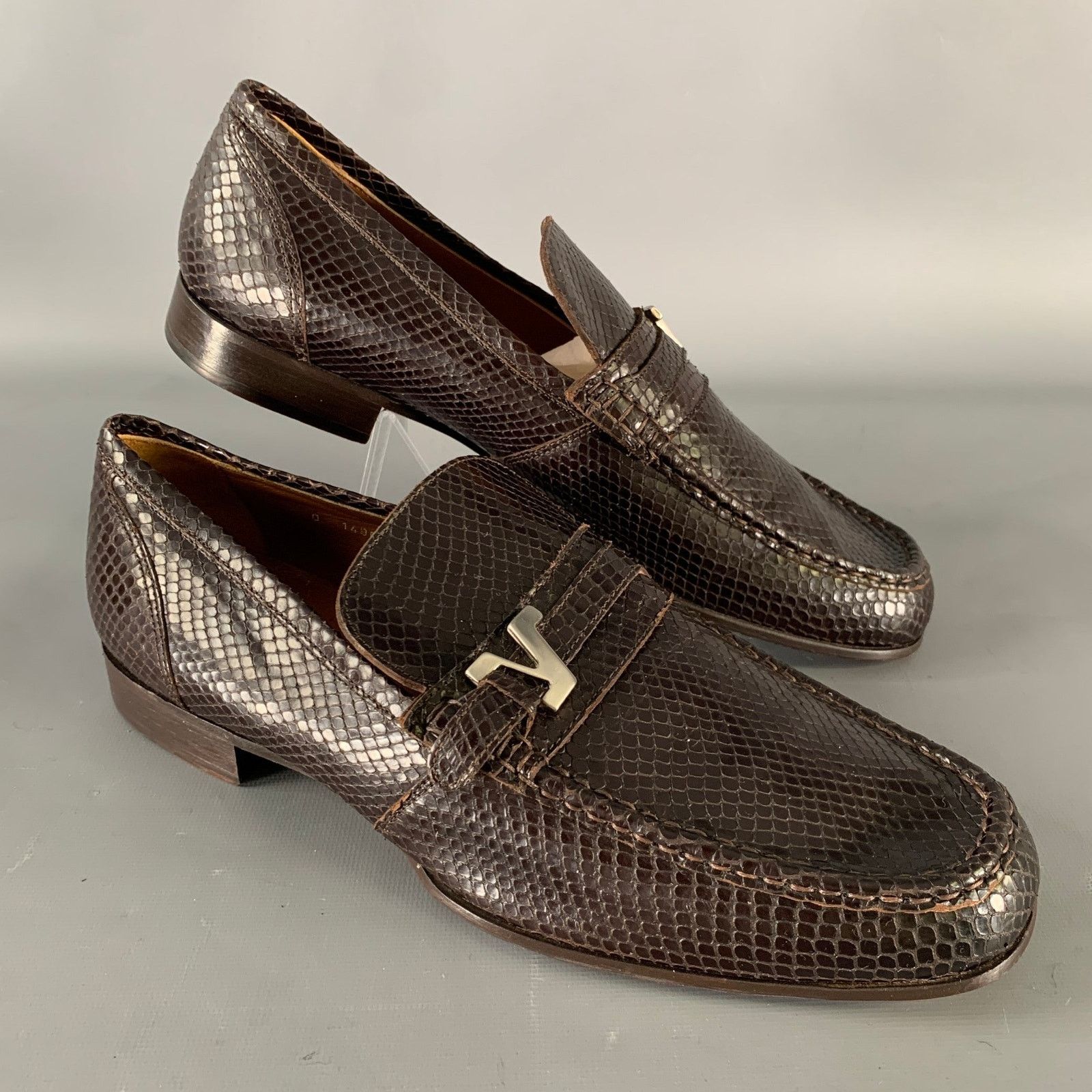 Versace GIANNI VERSACE Size 10 Brown Python Loafer Loafers Size US 10 / EU 43 - 1 Thumbnail