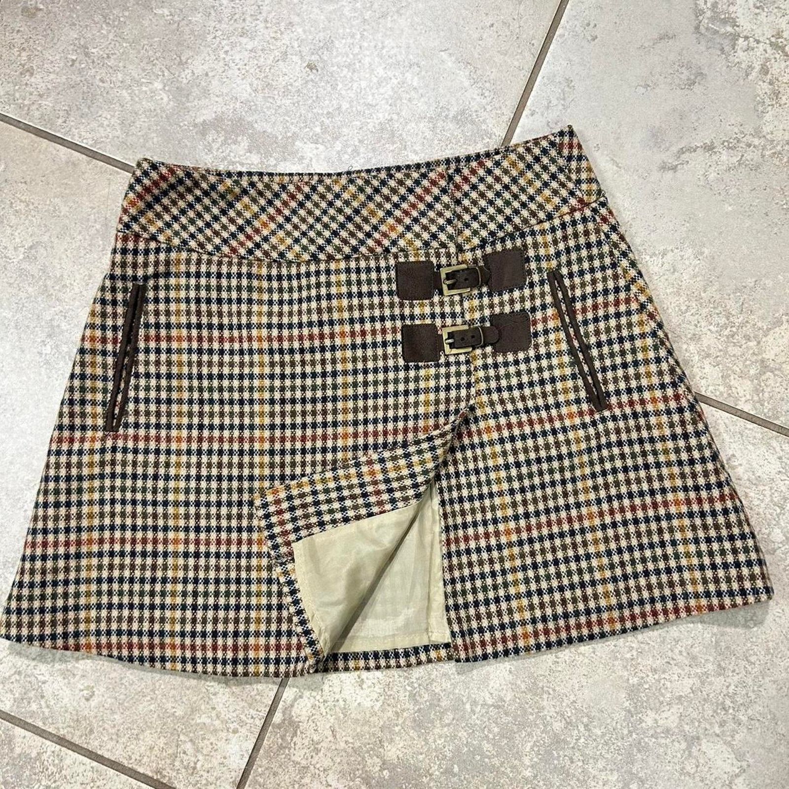 Zara Mini Womens 4 Plaid Gingham Zara Skirt with Buckle Detail Size 27" / US 4 / IT 40 - 3 Thumbnail