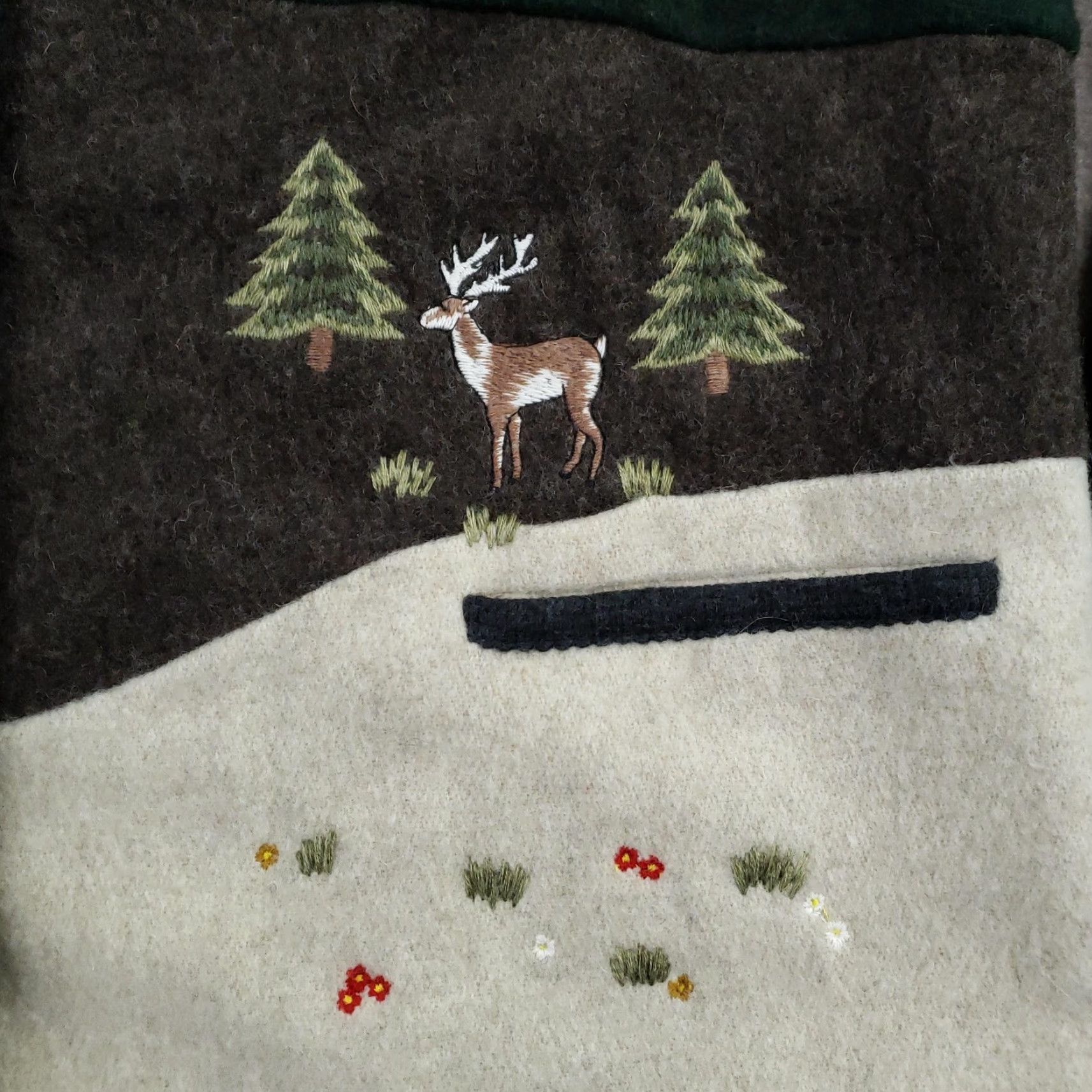 Vintage Südtirol Jacket Womens Large Green Wool Embroidered Deer Forest Scenic Lined Size L / US 10 / IT 46 - 7 Thumbnail
