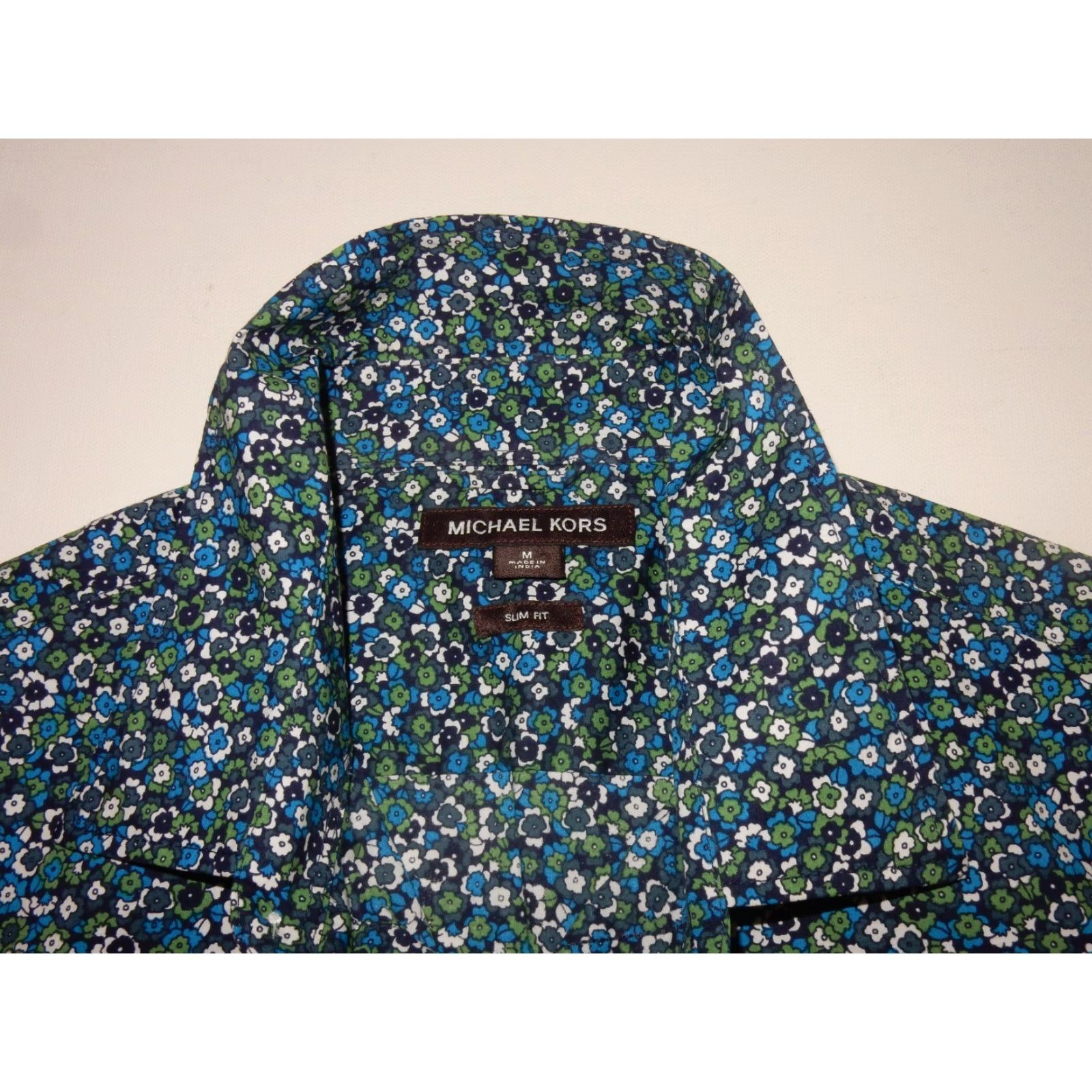 J.Crew MICHAEL KORS Men's Shirt Short Sleeve Button-Front Slim Size M Blue Floral Pattern Button-Up Shirt Mens Medium Blue Size US M / EU 48-50 / 2 - 5 Thumbnail