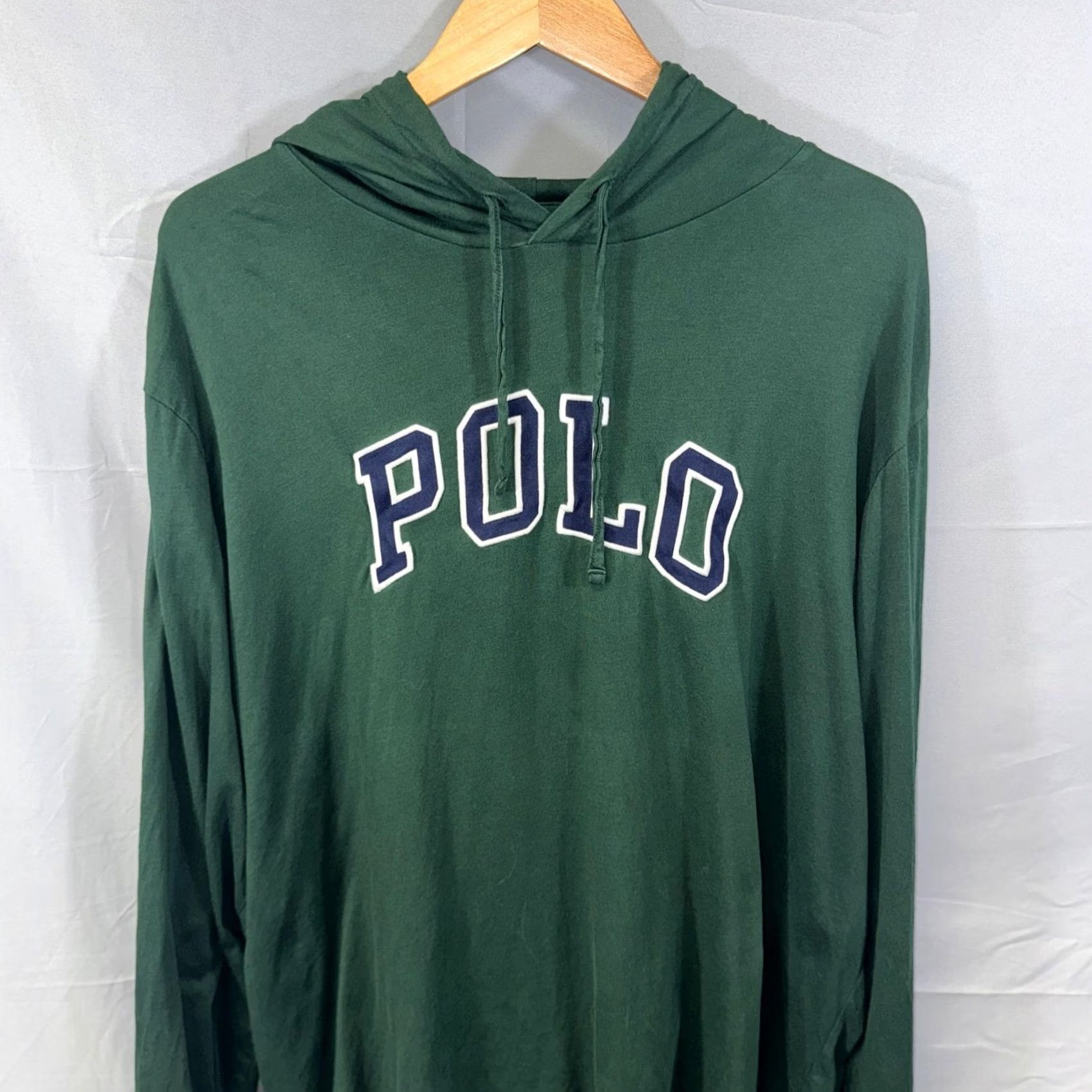 Polo Ralph Lauren VINTAGE Polo Ralph Lauren Shirt Mens 2XL Green Hooded Long Sleeve POLO Spell Out Logo Size US XXL / EU 58 / 5 - 3 Thumbnail