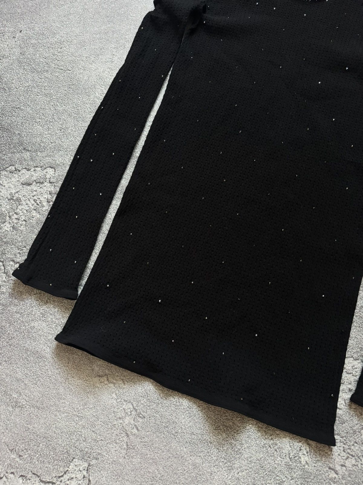 Designer × Wolford Wolford L mini mesh dress black long sleeve rhinestones Size L / US 10 / IT 46 - 6 Thumbnail