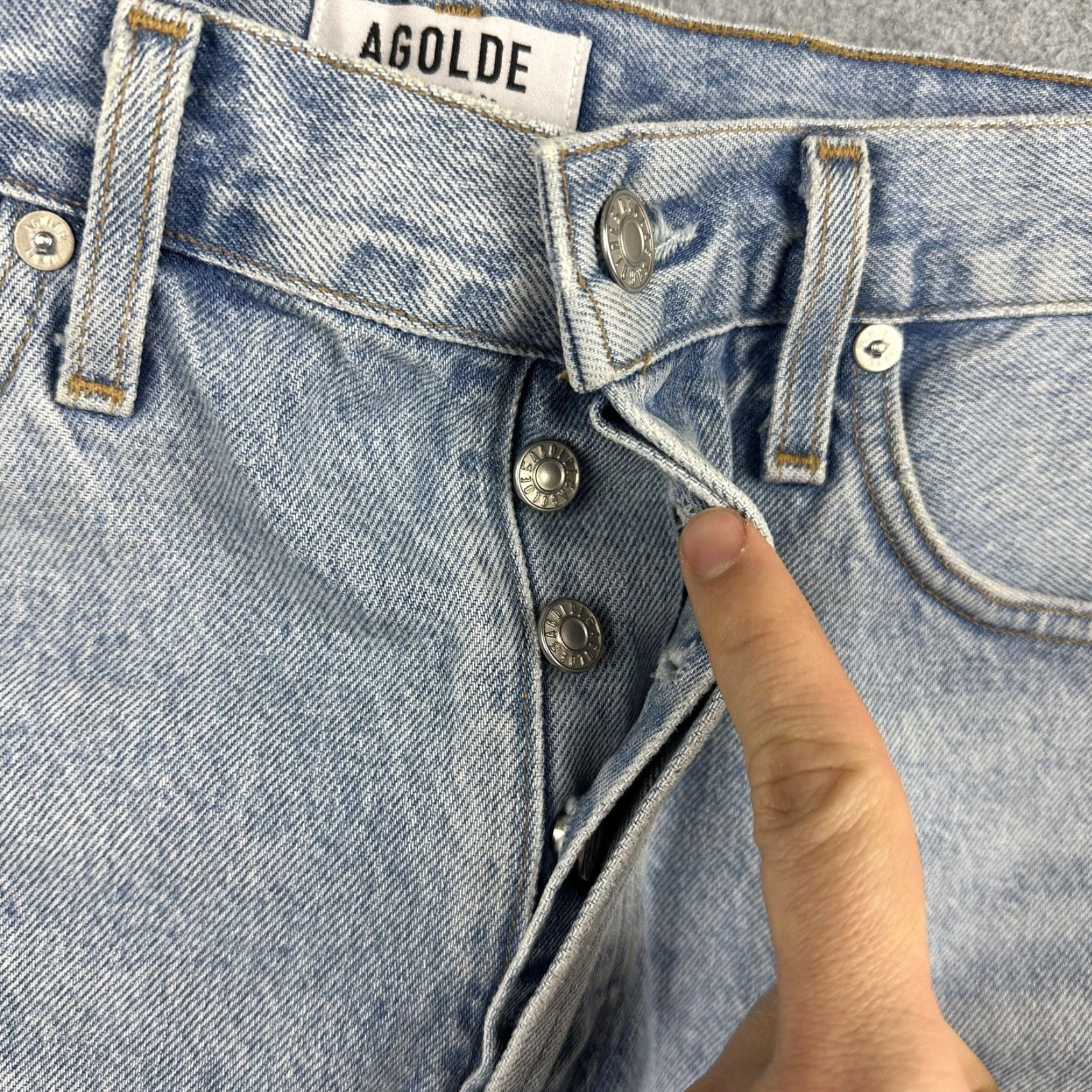 Agolde AGOLDE Skirt Womens 28 Blue Iris Denim High Rise Mini Button Front Pockets Boho Size 28" / US 6 / IT 42 - 5 Thumbnail