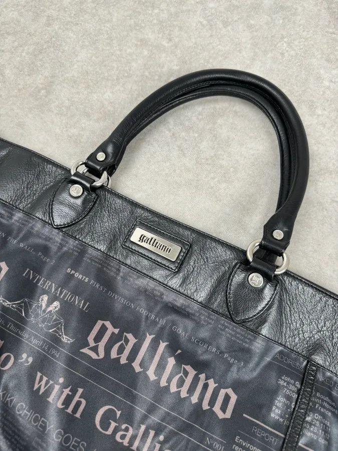 John Galliano John Galliano Black Hybrid Leather Magazine Newspapers Gazette Handle Bag Size ONE SIZE - 4 Thumbnail