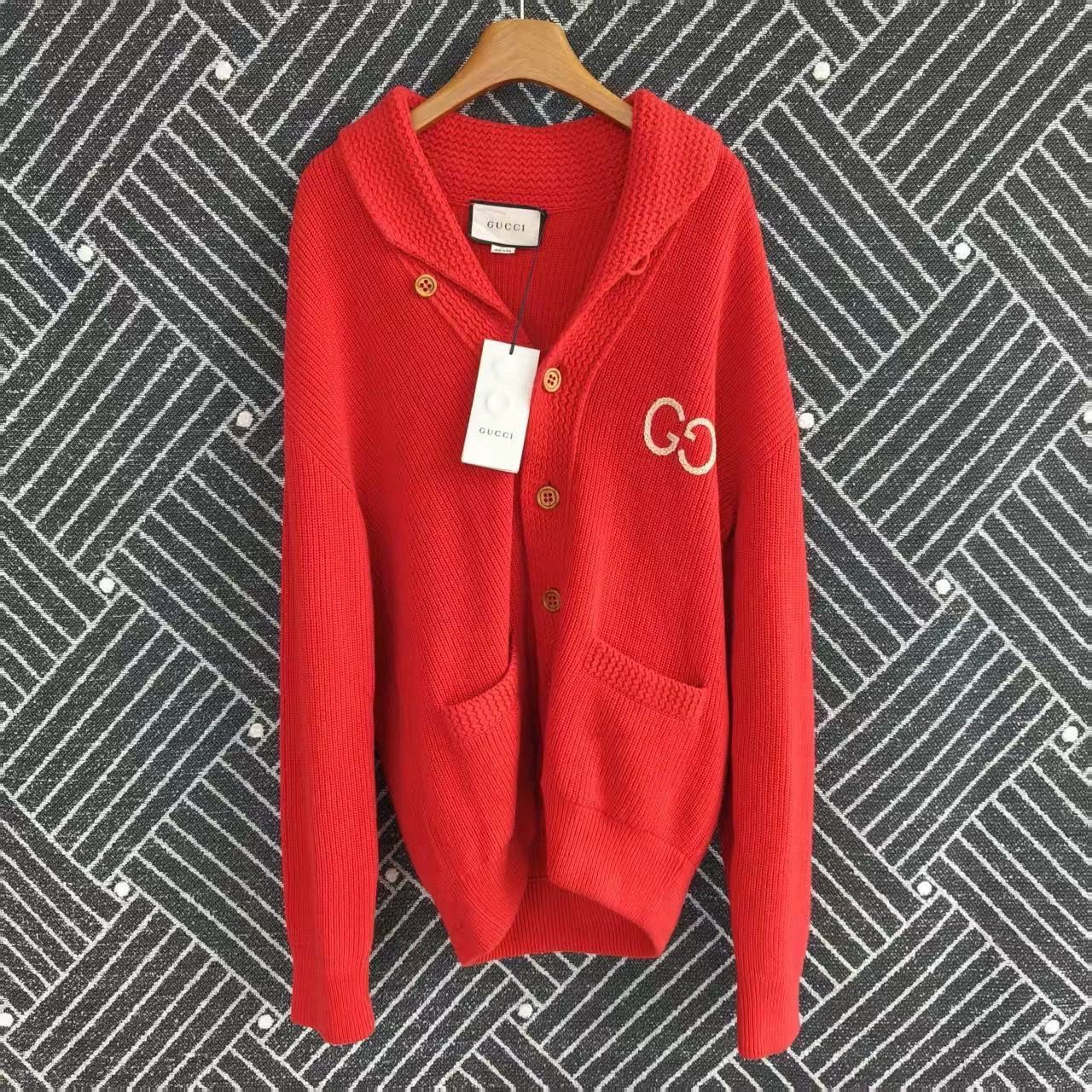 Gucci Orange Knit Cardigan with Button Front - Size L Size US L / EU 52-54 / 3 - 1 Thumbnail