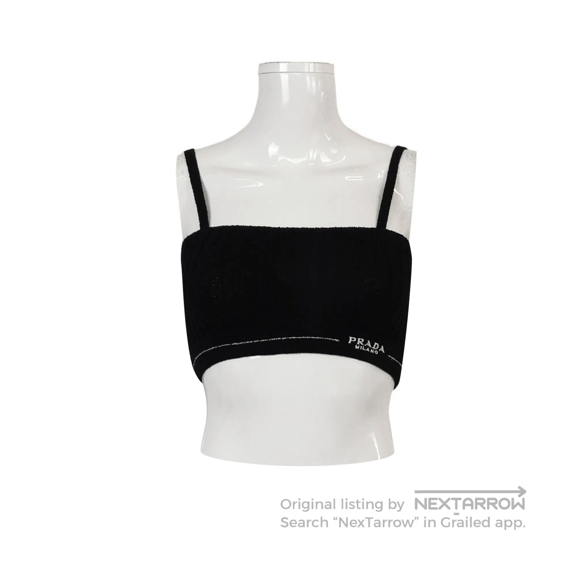 Prada Prada Logo Cotton Crop Top . Size XXS / US 00 / IT 34 - 1 Thumbnail