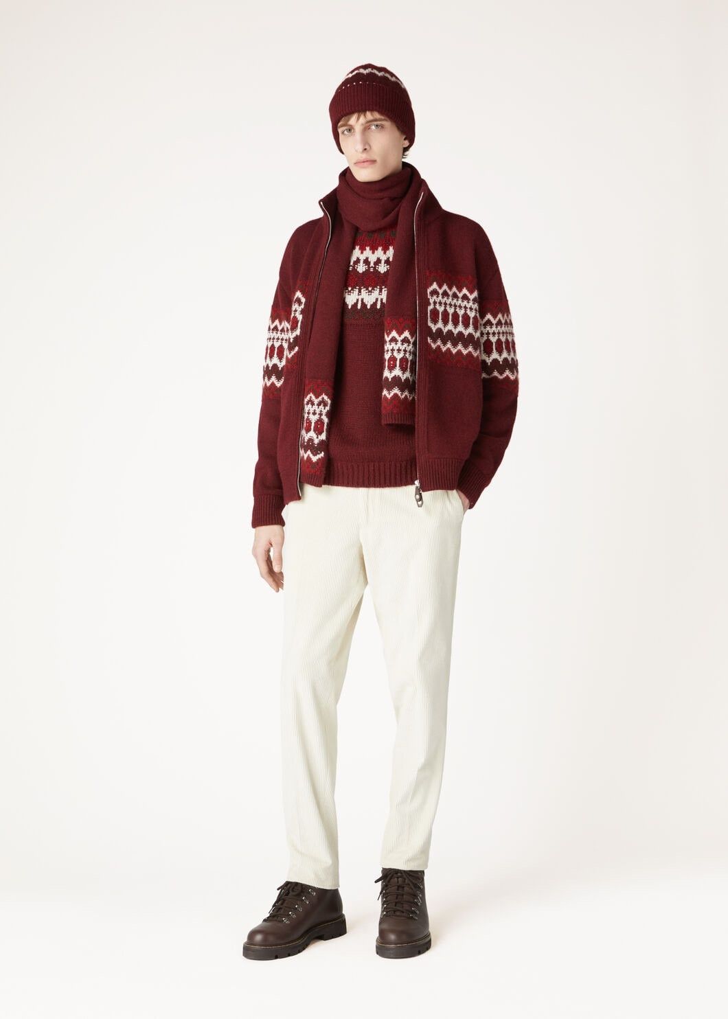 Loro Piana o1w1db10725 FAO6312 Alpe Pile Bomber Sweater in Dark Red Size US XL / EU 56 / 4 - 2 Thumbnail