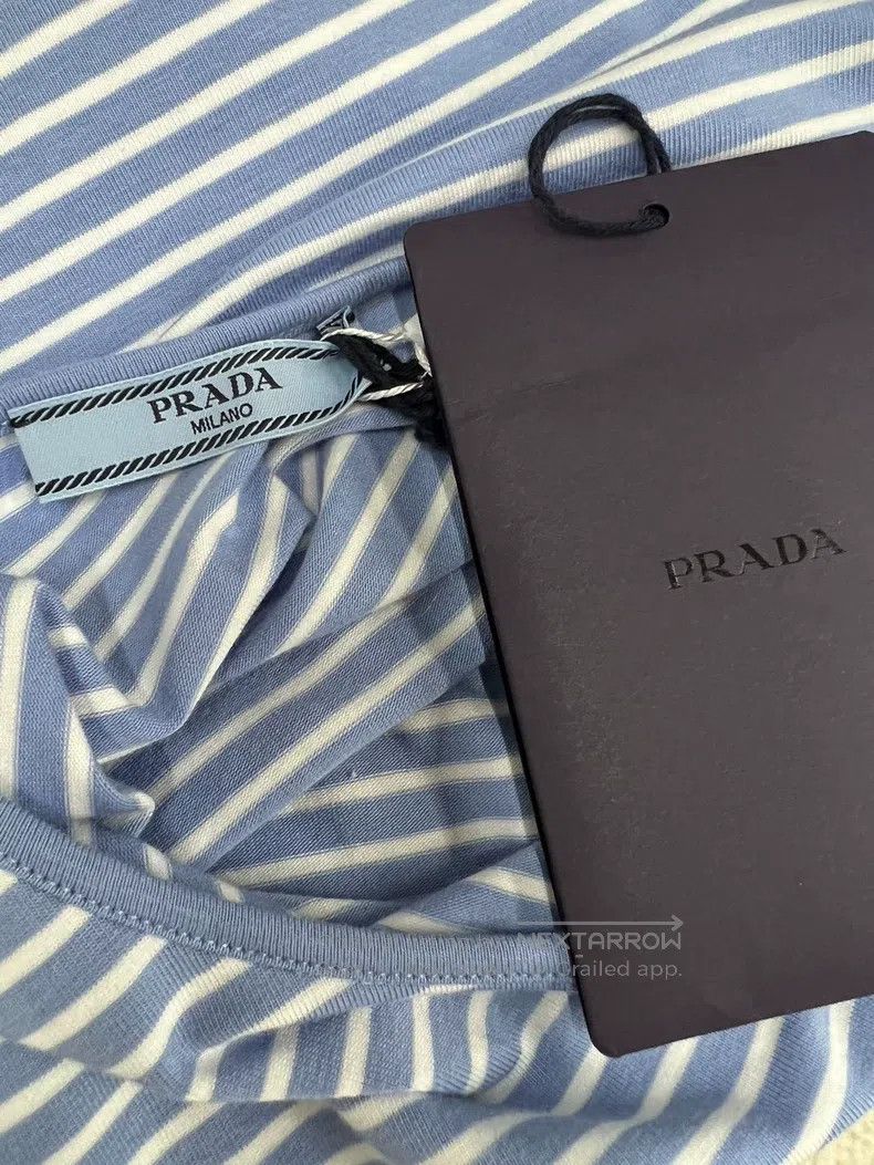 Prada Prada Blue and white striped short T-shirt Size XS / US 0-2 / IT 36-38 - 5 Thumbnail