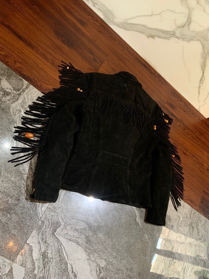 Japanese Brand 1990s Branded Garments - Ethnic Fringe Suede Leather Jacket Size US L / EU 52-54 / 3 - 7 Thumbnail