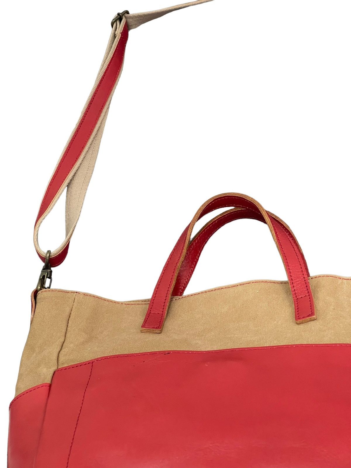 Japanese Brand Leather Cotton Canvas Lily Japan Sling Cross Body Bag 4🟩 Size ONE SIZE - 15 Thumbnail
