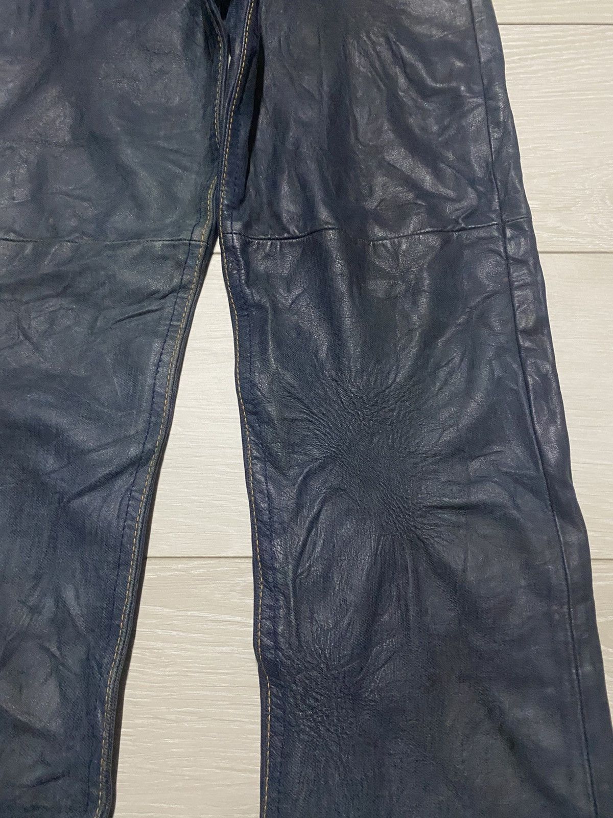 Number (N)ine Studio Design K Kondo Indigo Leather Pants Skinny Size US 27 - 8 Thumbnail
