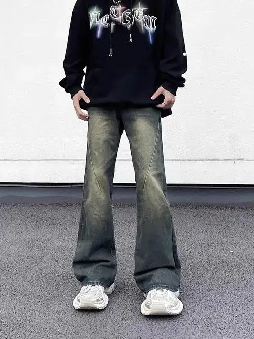 Japanese Brand Retro high street draped micro-flared loose jeans Size US 32 / EU 48 - 5 Thumbnail