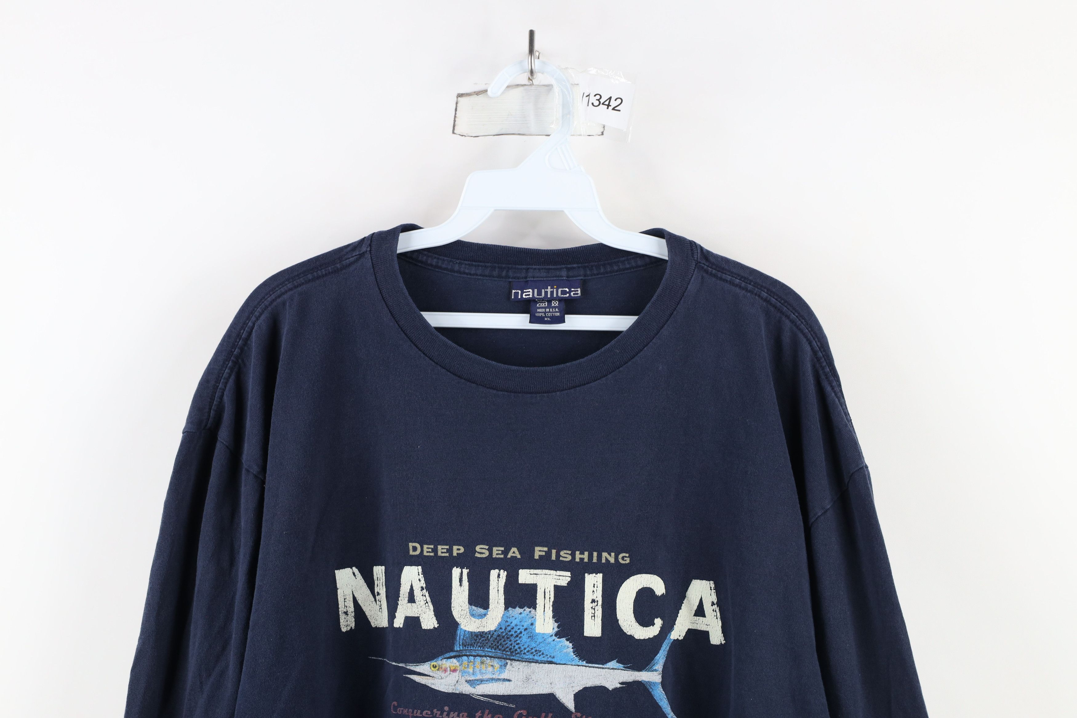 Nautica × Vintage Vintage 90s Nautica Deep Sea Fishing Long Sleeve T-Shirt USA Size US XL / EU 56 / 4 - 2 Thumbnail