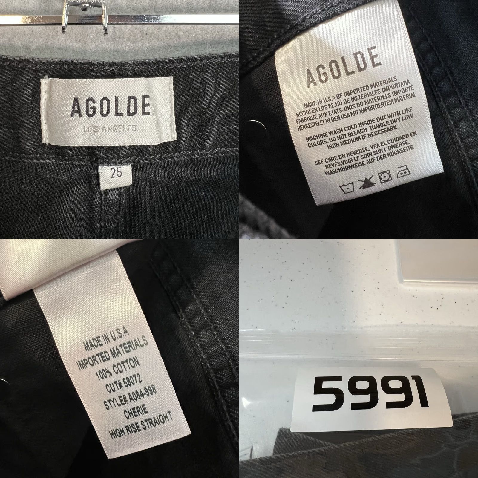 VINTAGE AGOLDE Cherie High Rise Straight Jeans Womens 25 Black Distressed 90s Boho City Denim Straight Jeans Women 25 Mens? Wait. No.