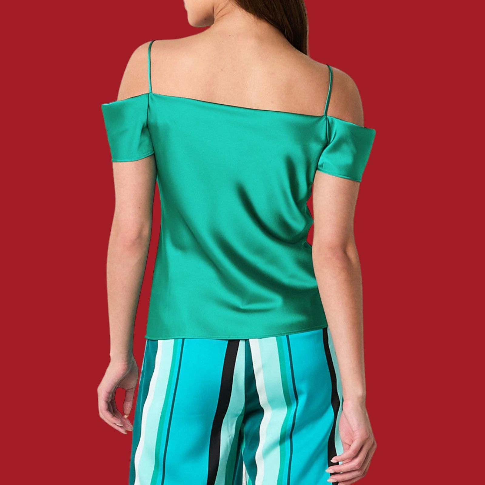 Worthington Worthington - Women's Square Neck Short Sleeve - Satin Blous Size XL / US 12-14 / IT 48-50 - 2 Thumbnail