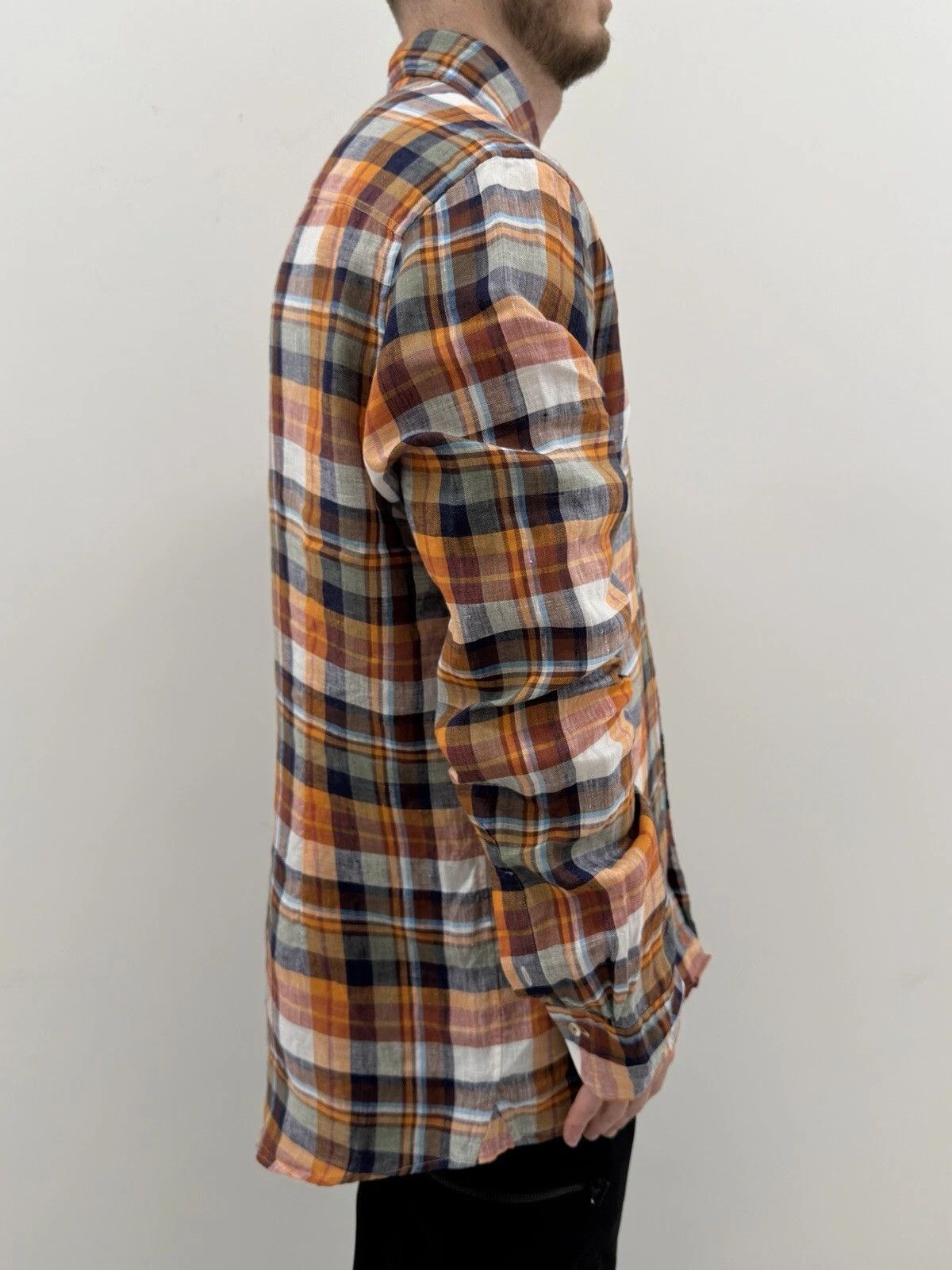Strenstroms Stenströms Stenstroms Linen Plaid Checked Shirt Mens Buttons Size US L / EU 52-54 / 3 - 6 Thumbnail