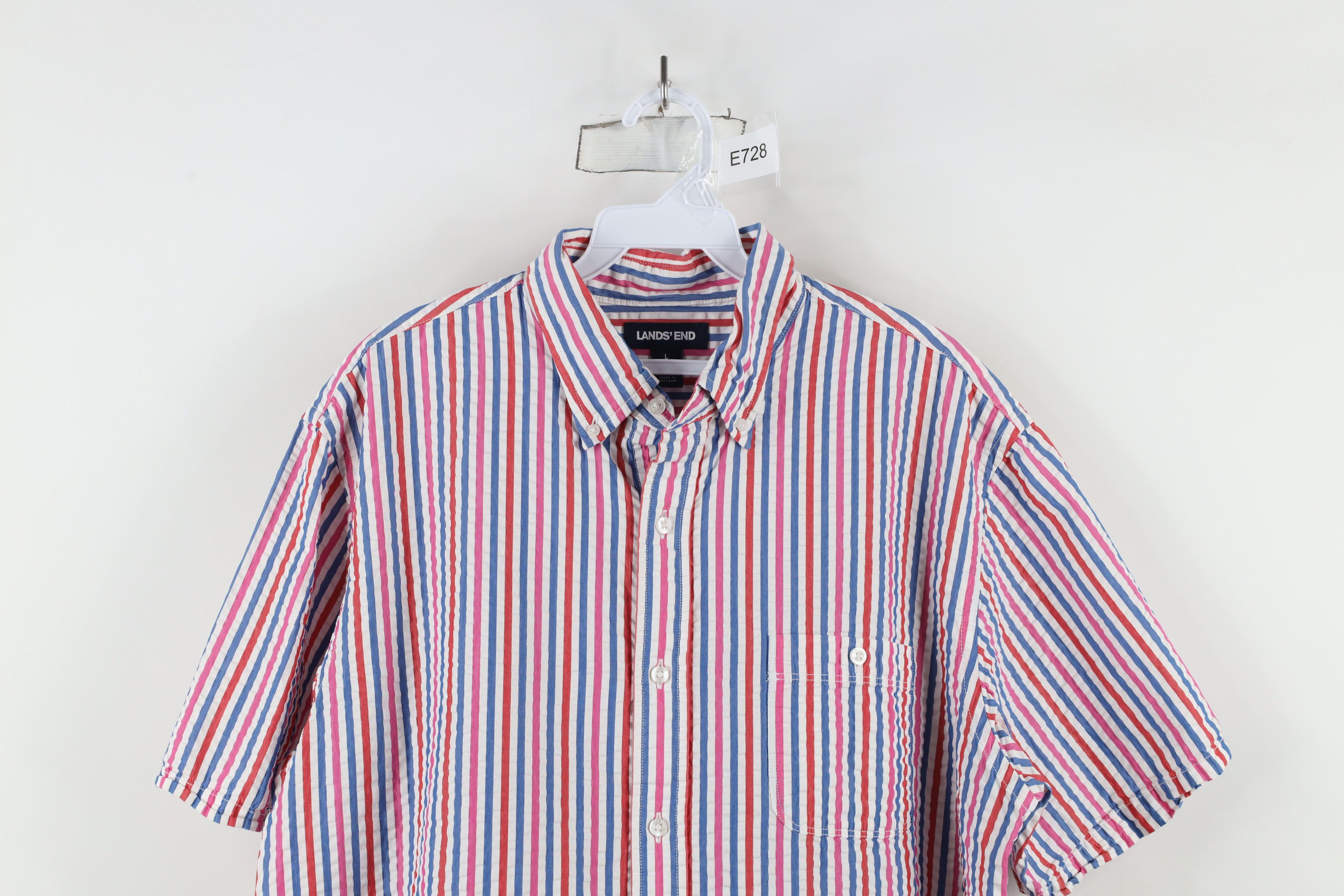 Lands' End × Vintage Vintage Lands End Fit Striped Seer Sucker Button Down Shirt Size US L / EU 52-54 / 3 - 2 Thumbnail