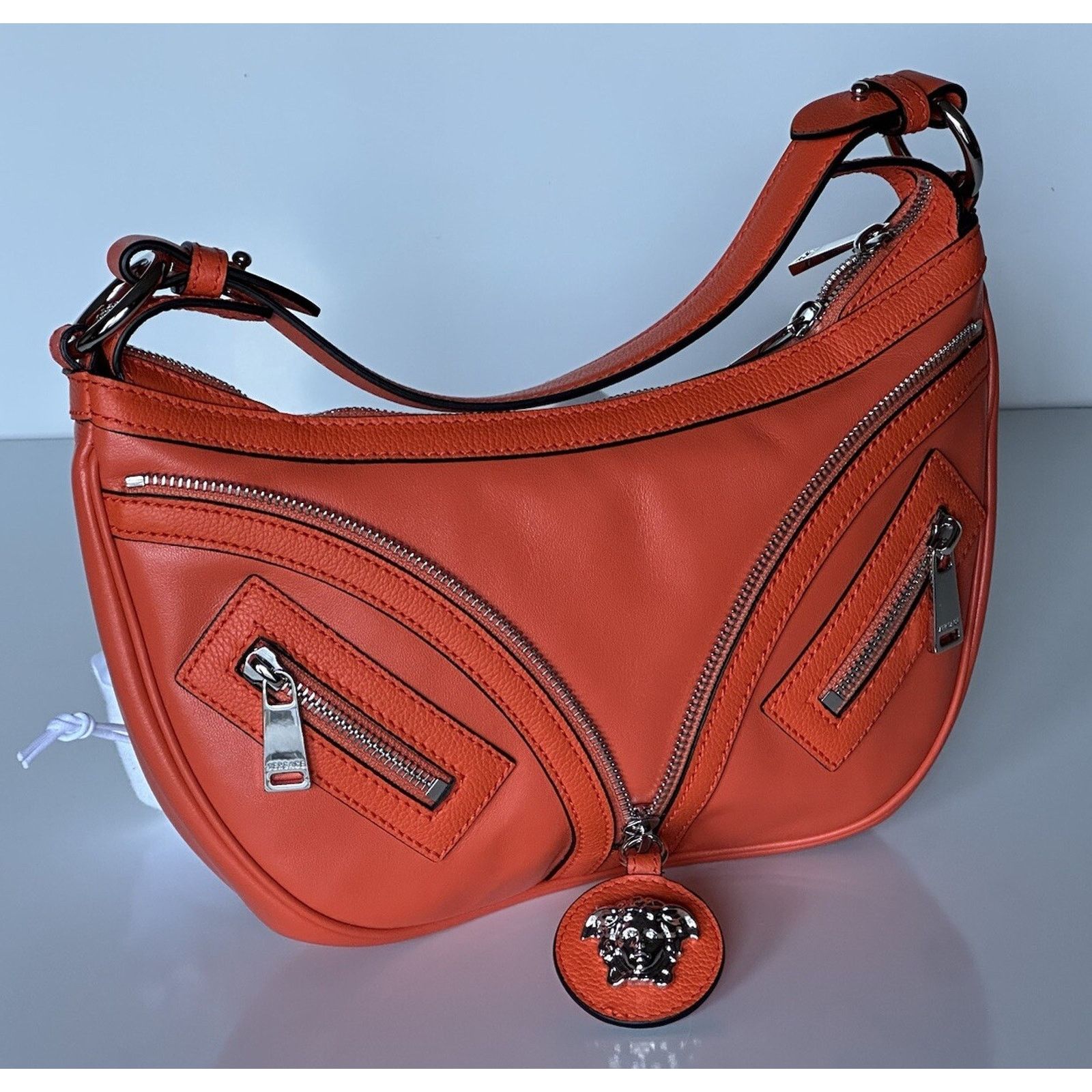 Versace Versace Medusa Leather Small Orange Hobo Bag 1007680 Size ONE SIZE - 4 Thumbnail