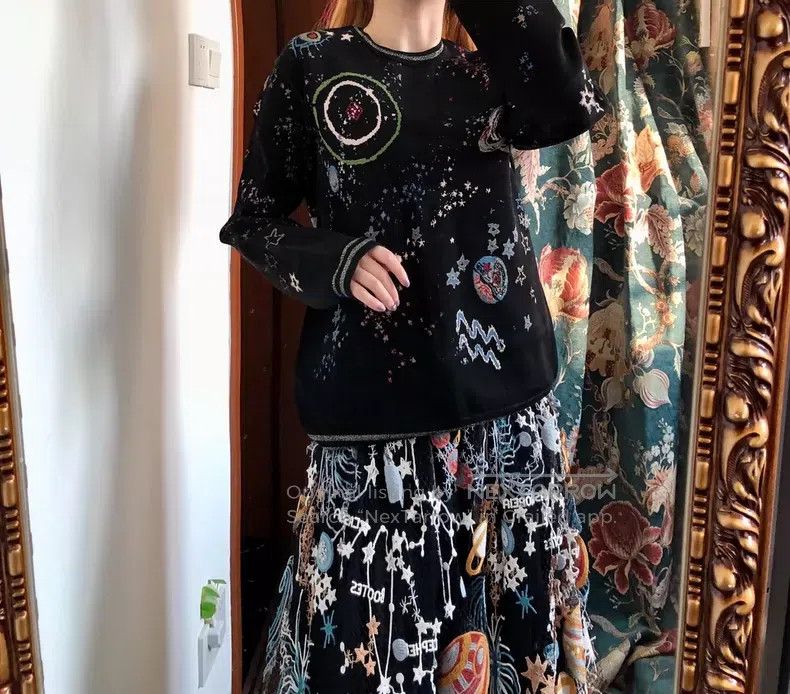 Valentino Valentino Moon Universe Starry Sky Embroidered Sweater Size L / US 10 / IT 46 - 2 Thumbnail