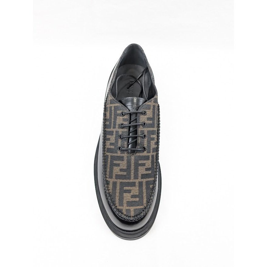 Fendi o1rshd1 Lace Up Fabric Calf Leather Boots Shoe Tabacco/Black Size US 12 / EU 45 - 9 Thumbnail