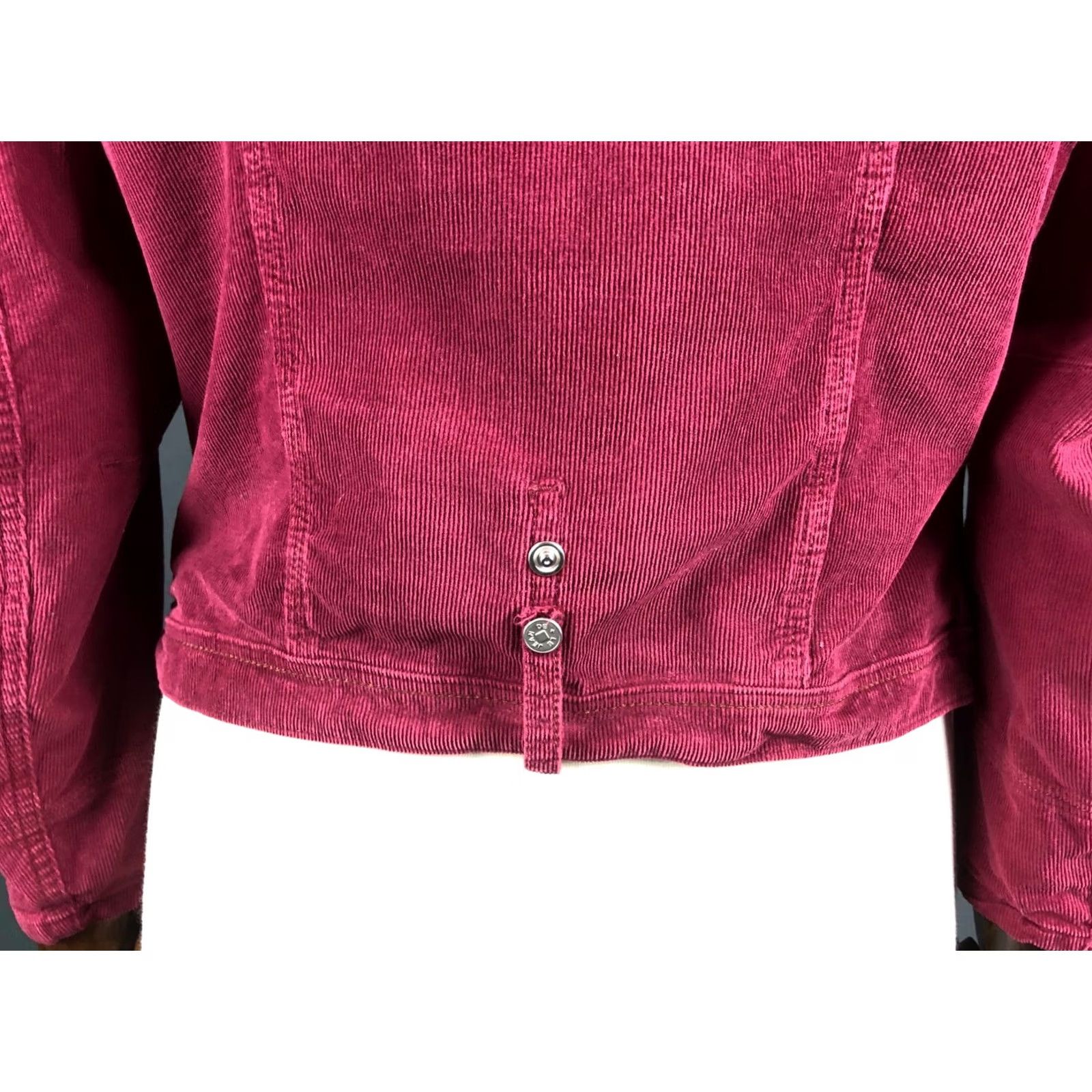 Vintage Le Jean De Marithé + François Girbaud Jacket Burgundy Women XL Cotton Velvet Short Sleeve Chest Pockets Size 40" / US 18 - 7 Thumbnail