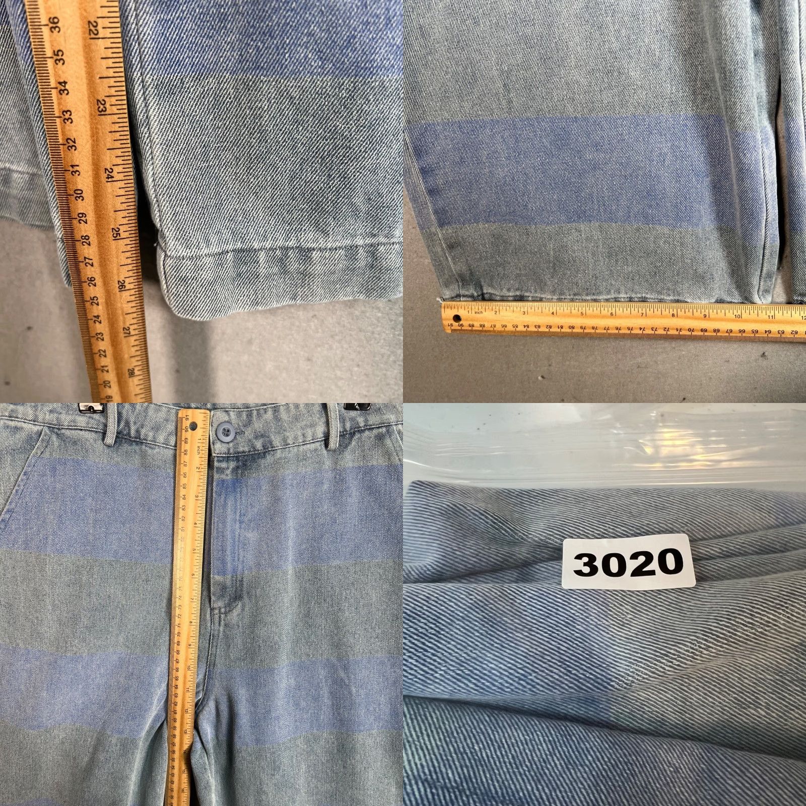 Vintage Faffatt Womens Blue & Gray Size 30 Striped High-Waist Wide-Leg Cotton Pants Size 30" / US 8 / IT 44 - 8 Thumbnail