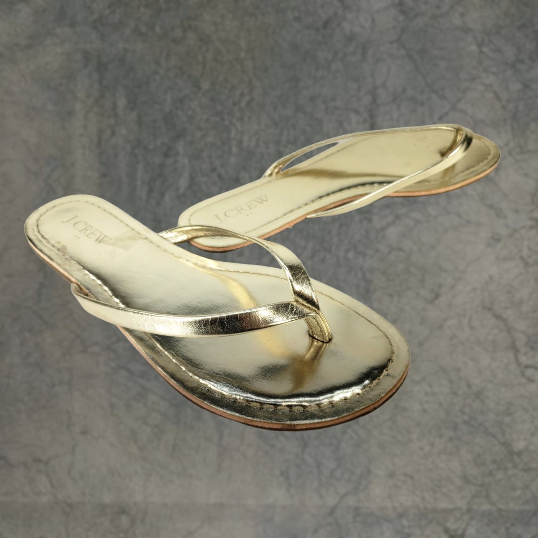 J.Crew J.CREW Sorrento Thong Sandal Flip Flop Casual Leather Gold Womens 6B Medium? Size US 6 / IT 36 - 1 Thumbnail