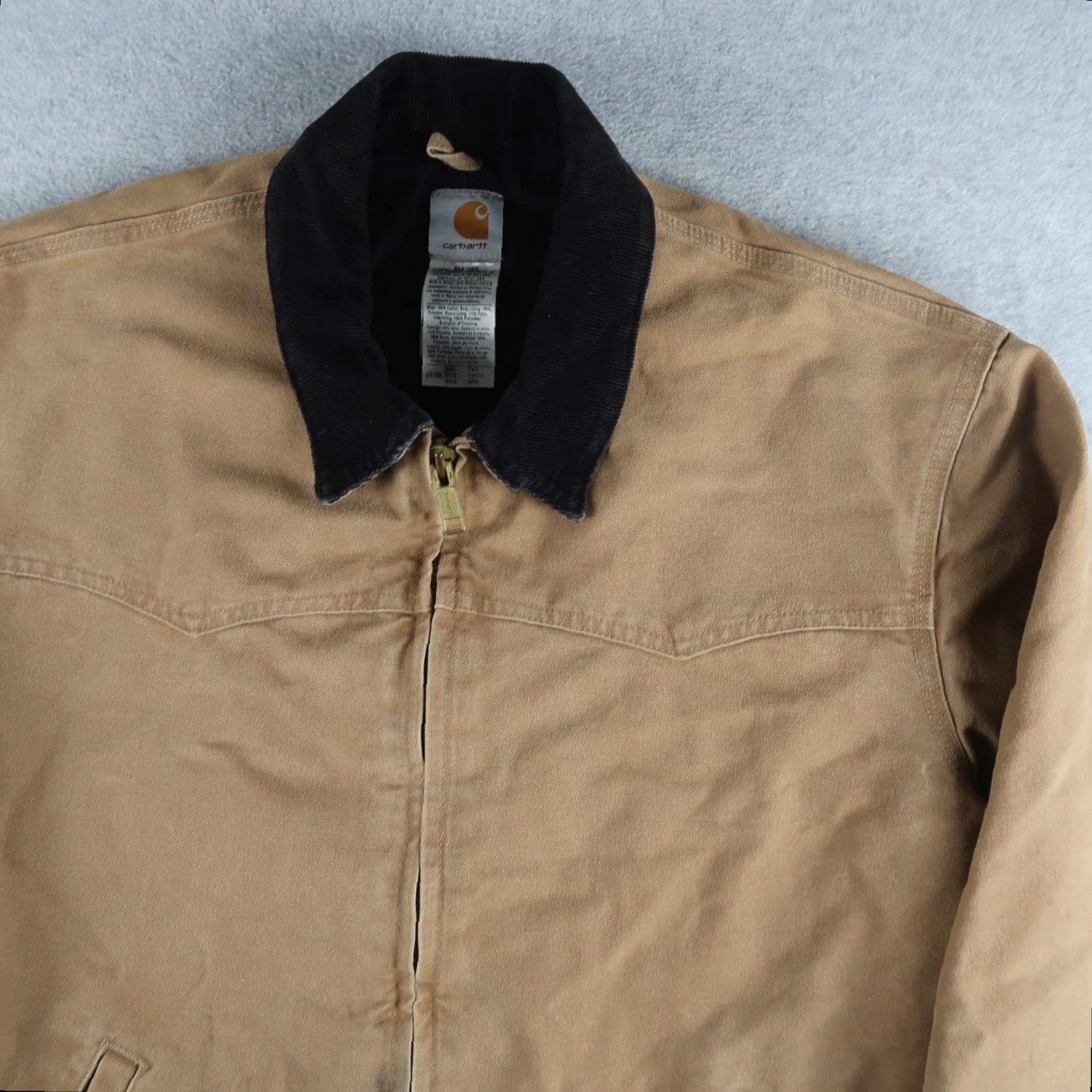 Carhartt VINTAGE Carhartt Coat 2XL Khaki Canvas Bomber Jacket J14 CML Mens Tall Full Zip Lined Pockets Workwear Winter Size US XXL / EU 58 / 5 - 3 Thumbnail