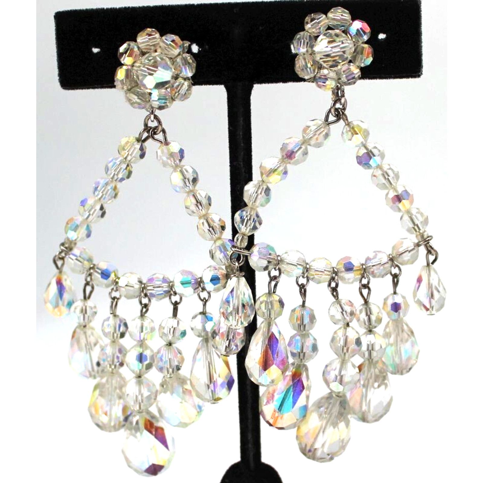 Other Vintage Arora Borealis Crystal Chandelier Earring 3.5" Size ONE SIZE - 1 Thumbnail